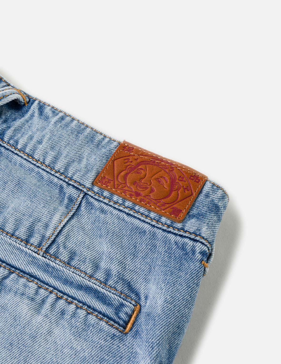 刺繡海鷗鑲鑽工裝短裙褲