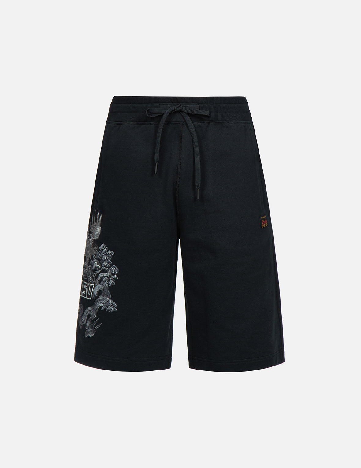 Eagle and Pine Tree Graphic Embroidery Sweat Shorts