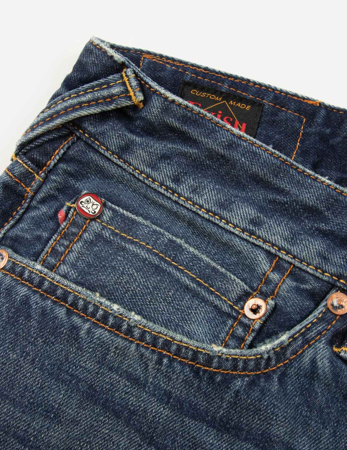 花札達摩大M及刺繡窄腳牛仔褲 #2017