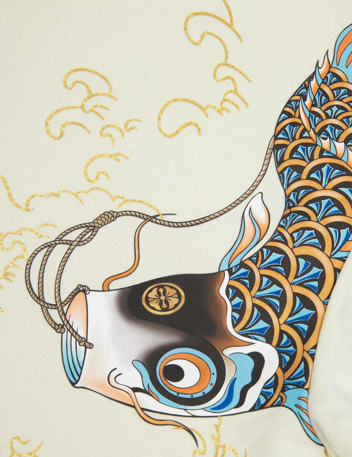 商標和鯉魚旗印花寬版休閒T恤