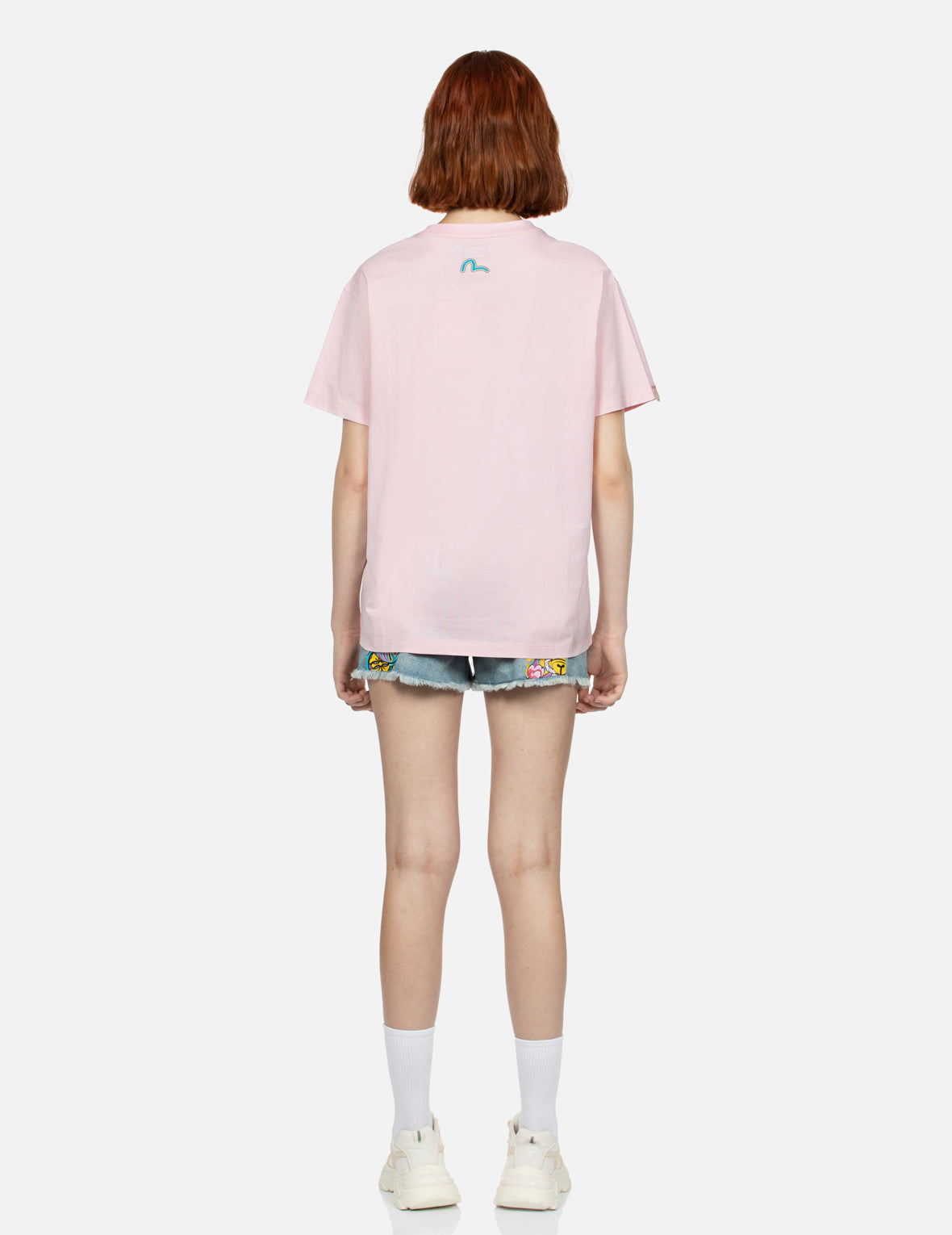 Logo Print and Fortune Cat Embroidery Badge Boyfriend T-shirt