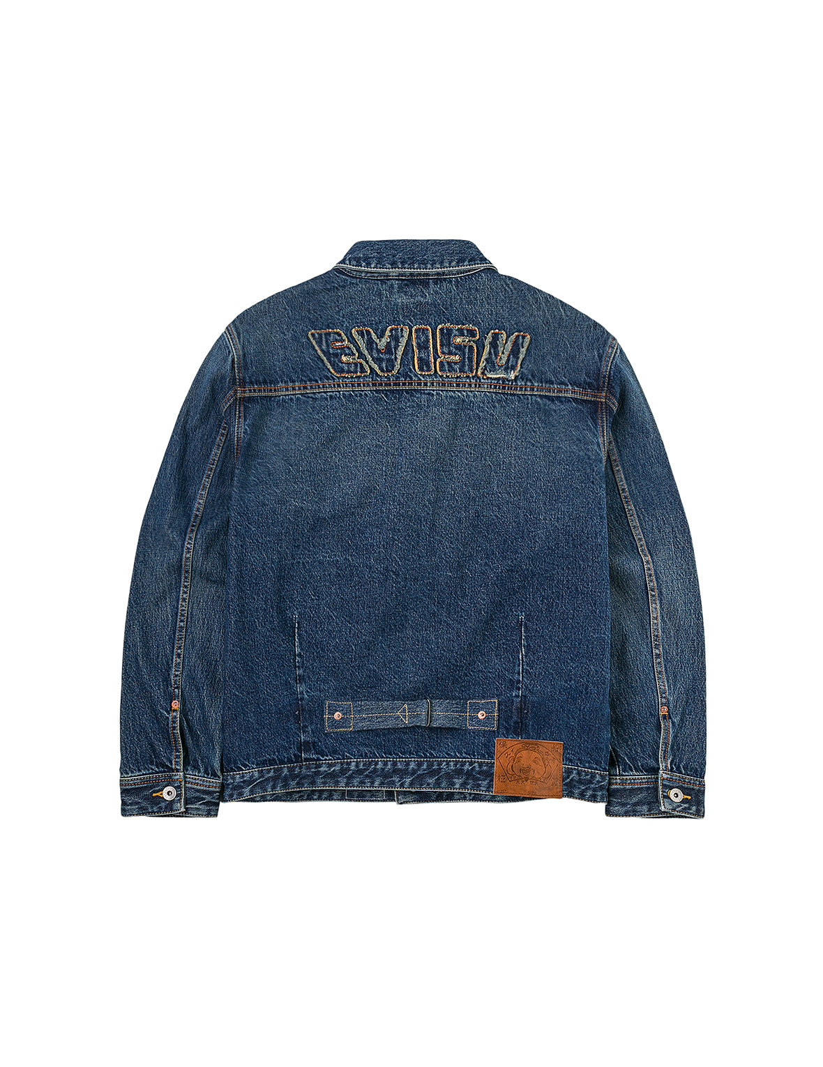 Distressed Seagull Print and Frayed Logo Patch Embroidery Relax Fit Denim Jacket