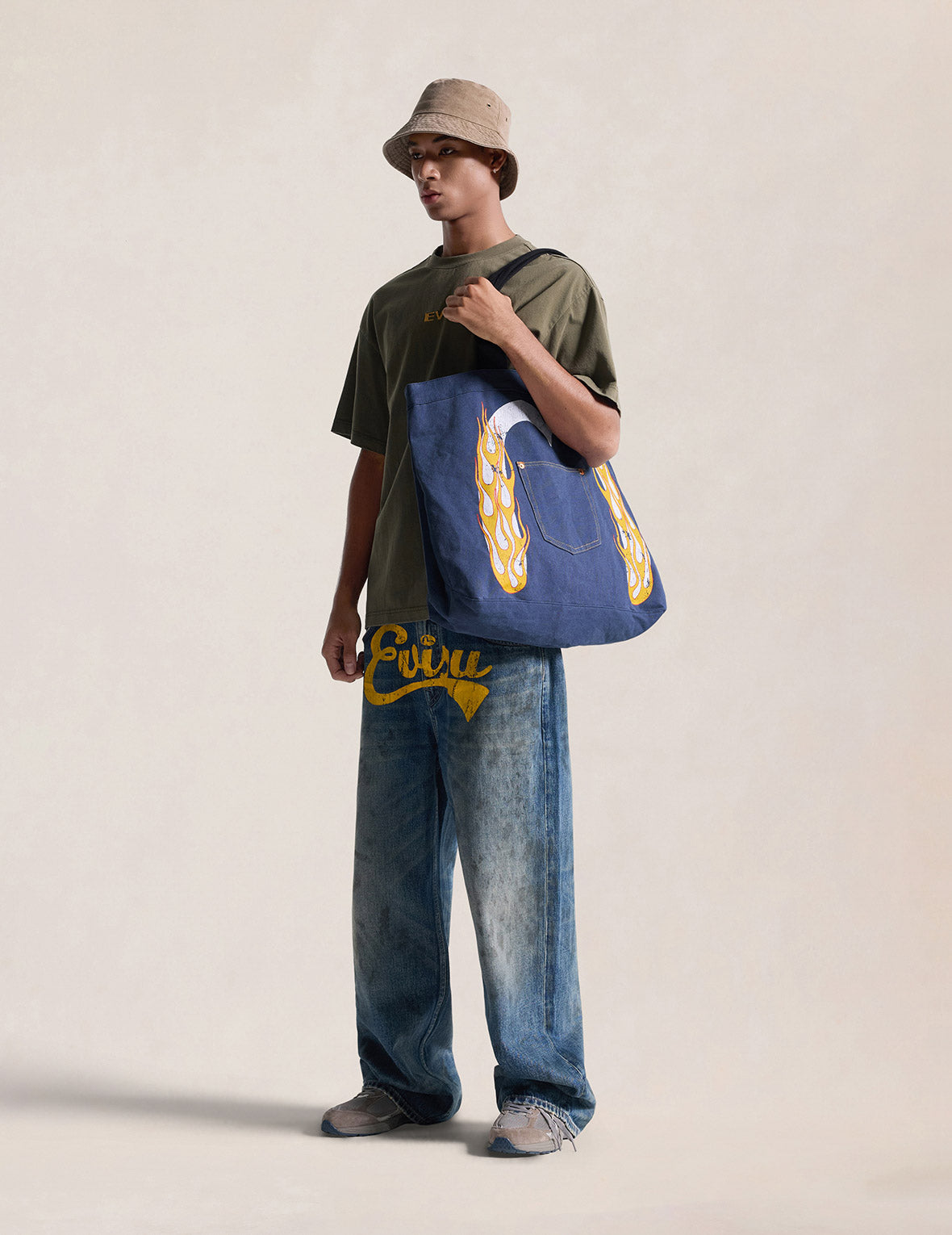 Flaming Daicock Washed Canvas Tote Bag