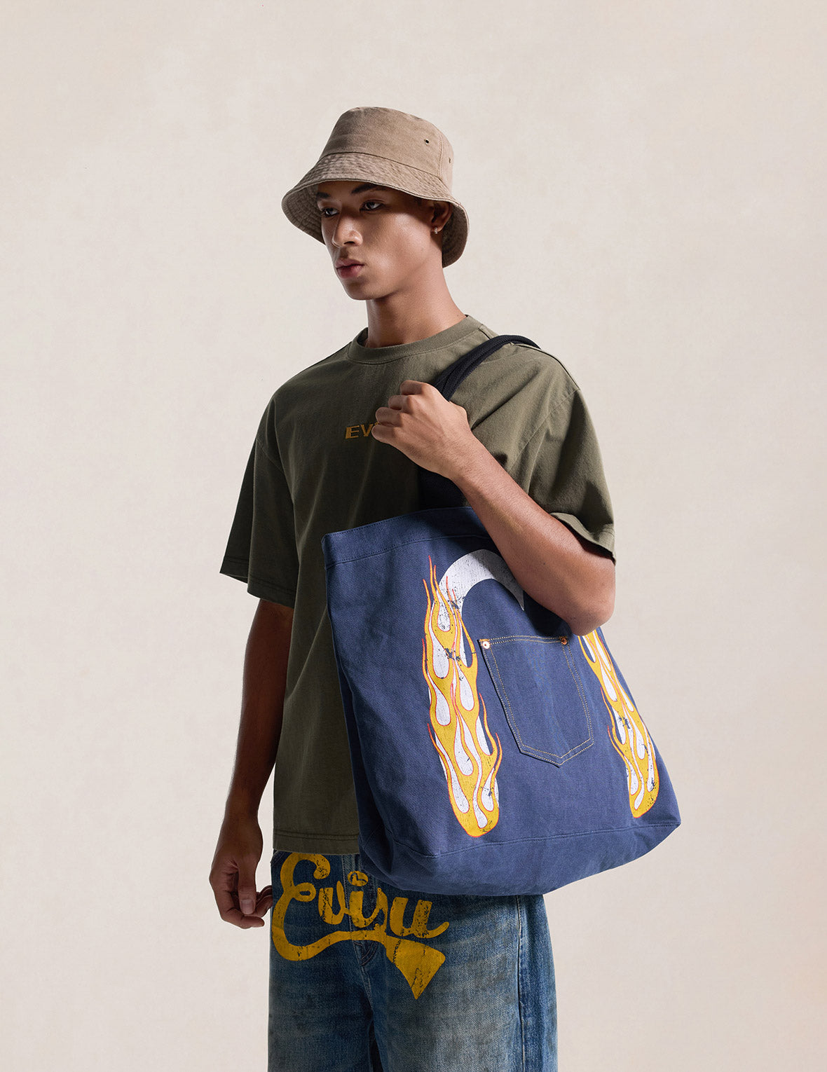 Flaming Daicock Washed Canvas Tote Bag