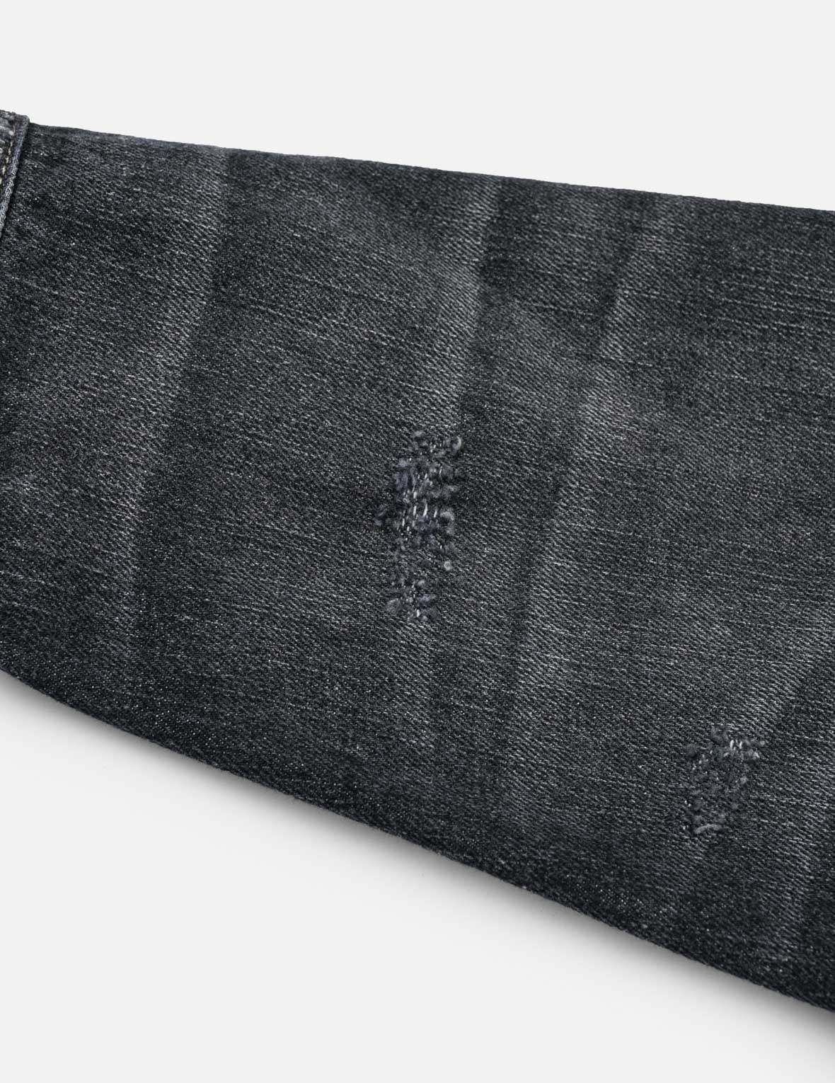 Kanji "Ebisu" Distressed Denim Trucker Jacket