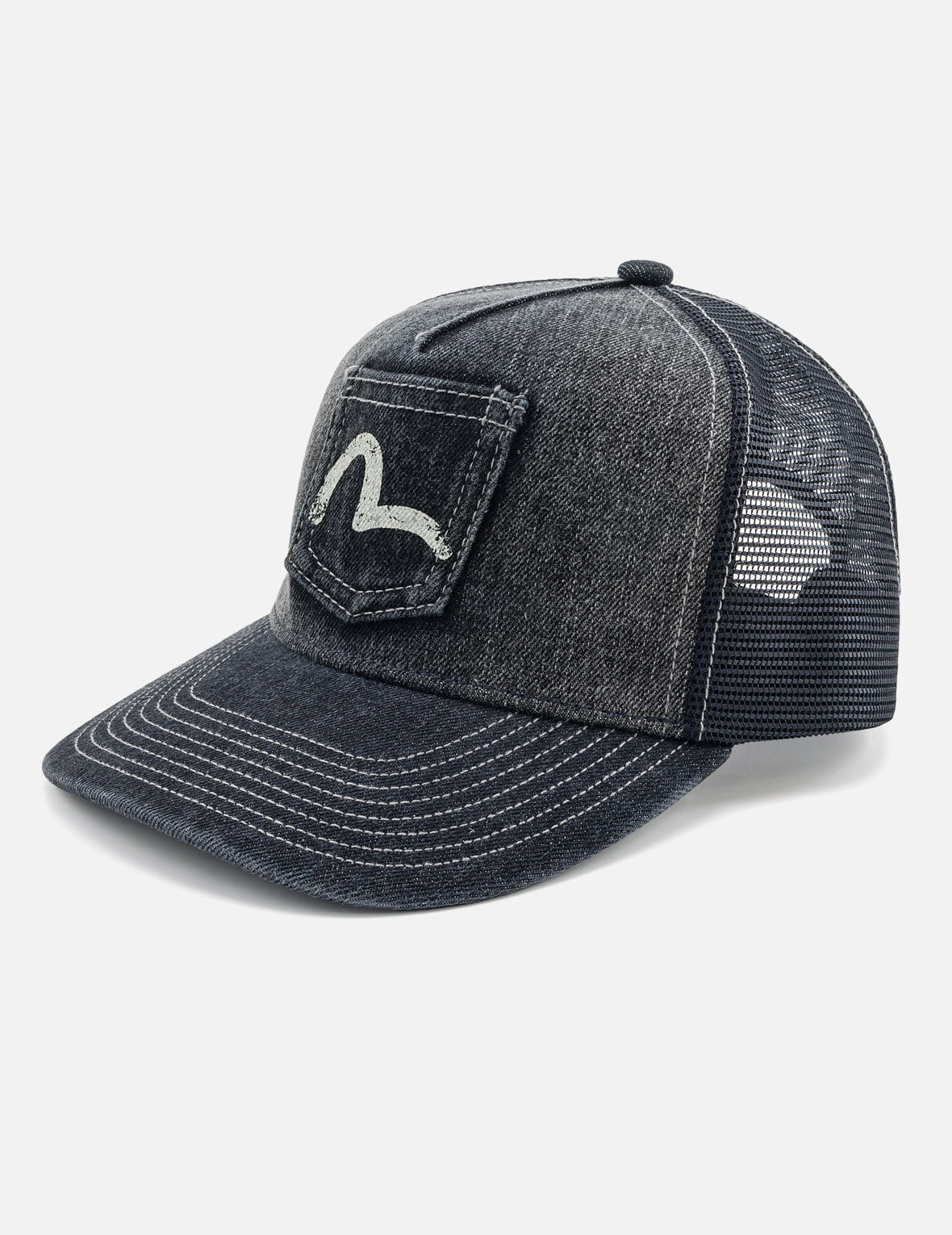 Seagull Pocket Denim Mesh Trucker Cap