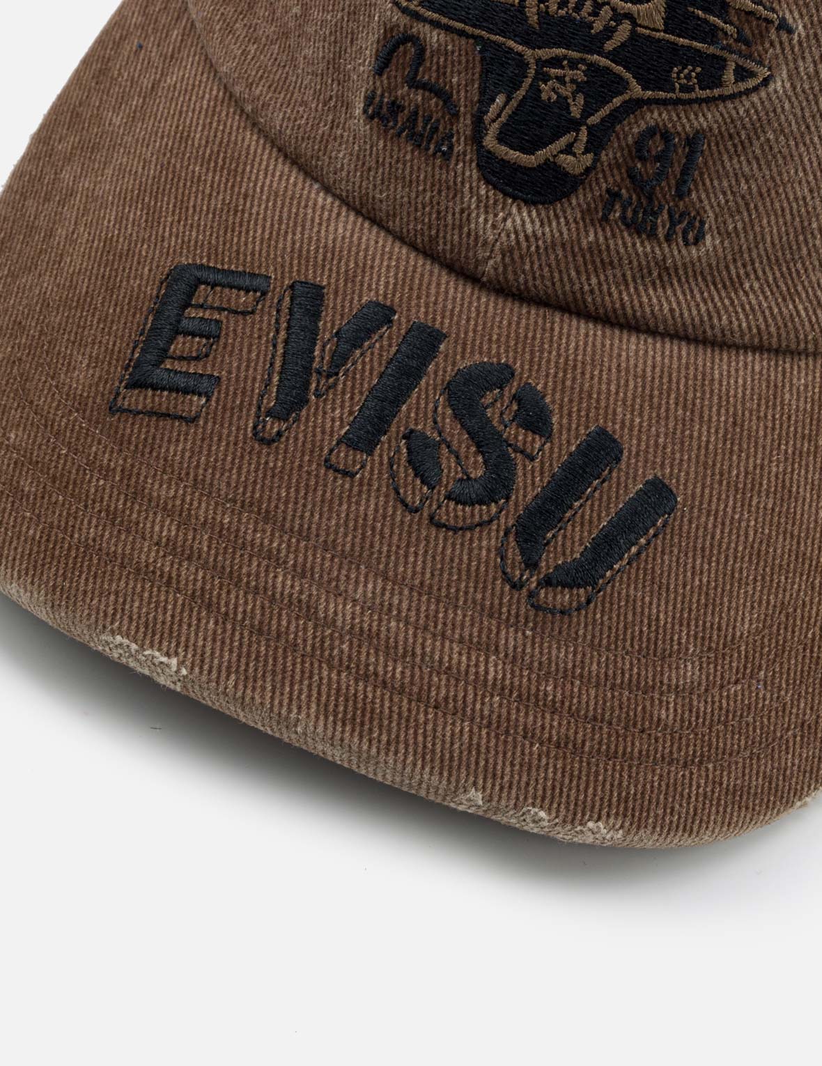 Tiger Head & EVISU Embroidered Washed Military Baseball Cap