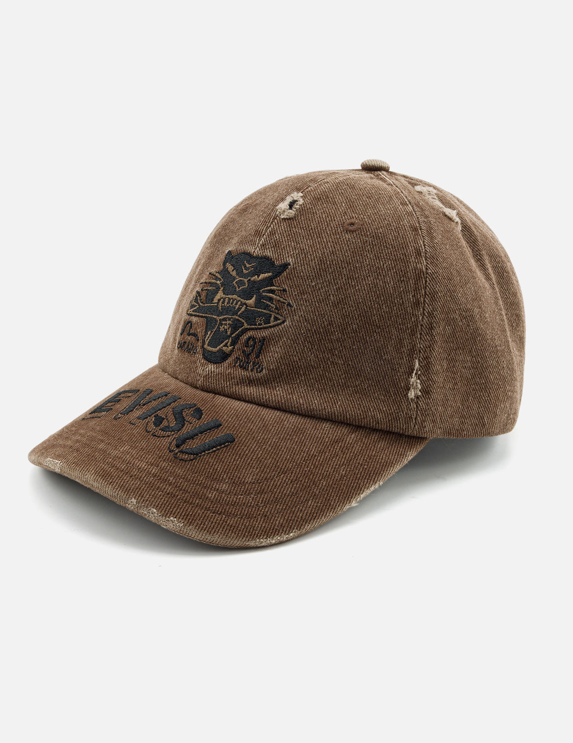 Tiger Head & EVISU Embroidered Washed Military Baseball Cap