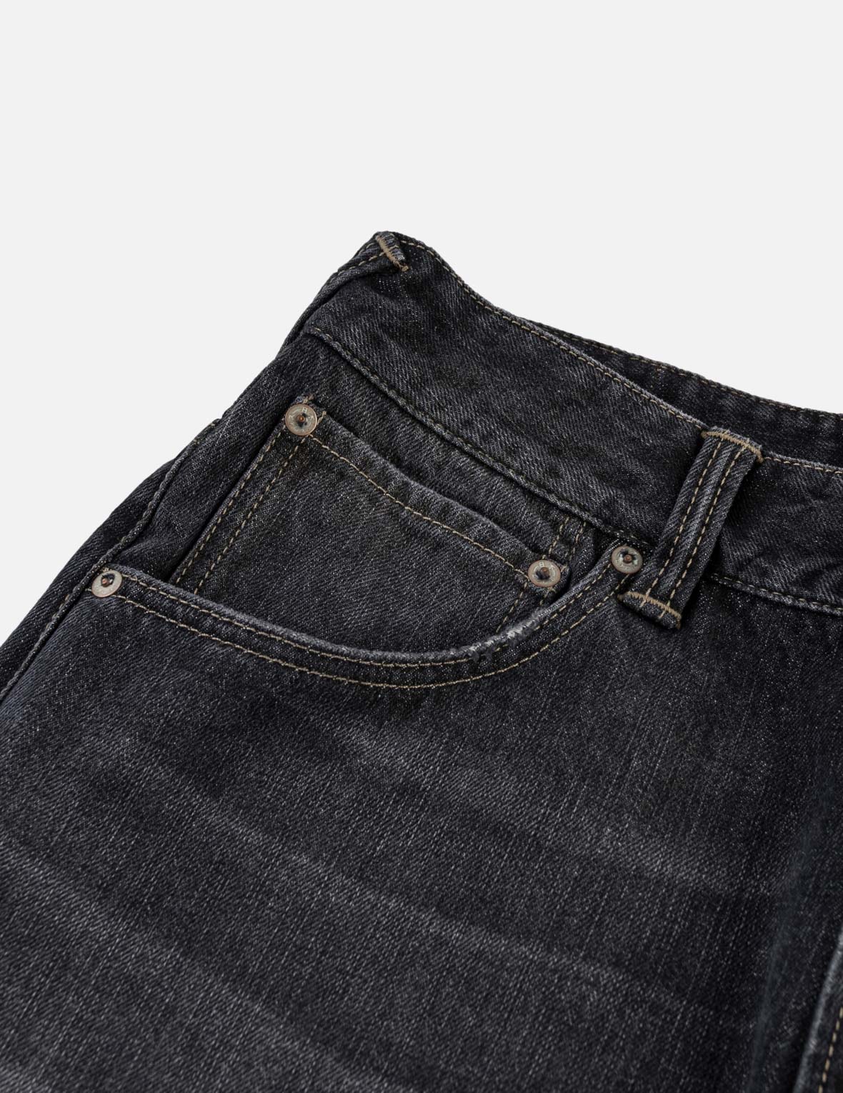 Distressed Kanji "Ebisu" Print Jeans