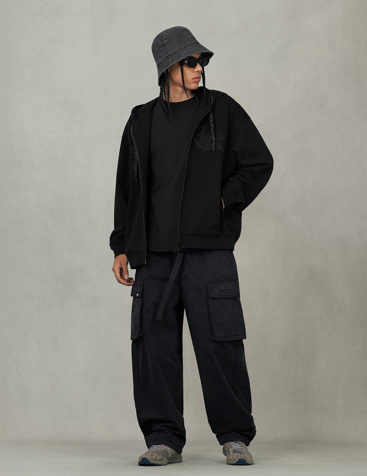 EVISUKURO Embroidery Loose Fit Hoodie Jacket