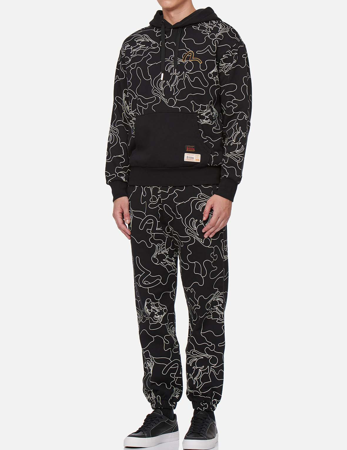 Allover Linear Camouflage Print Sweatpants