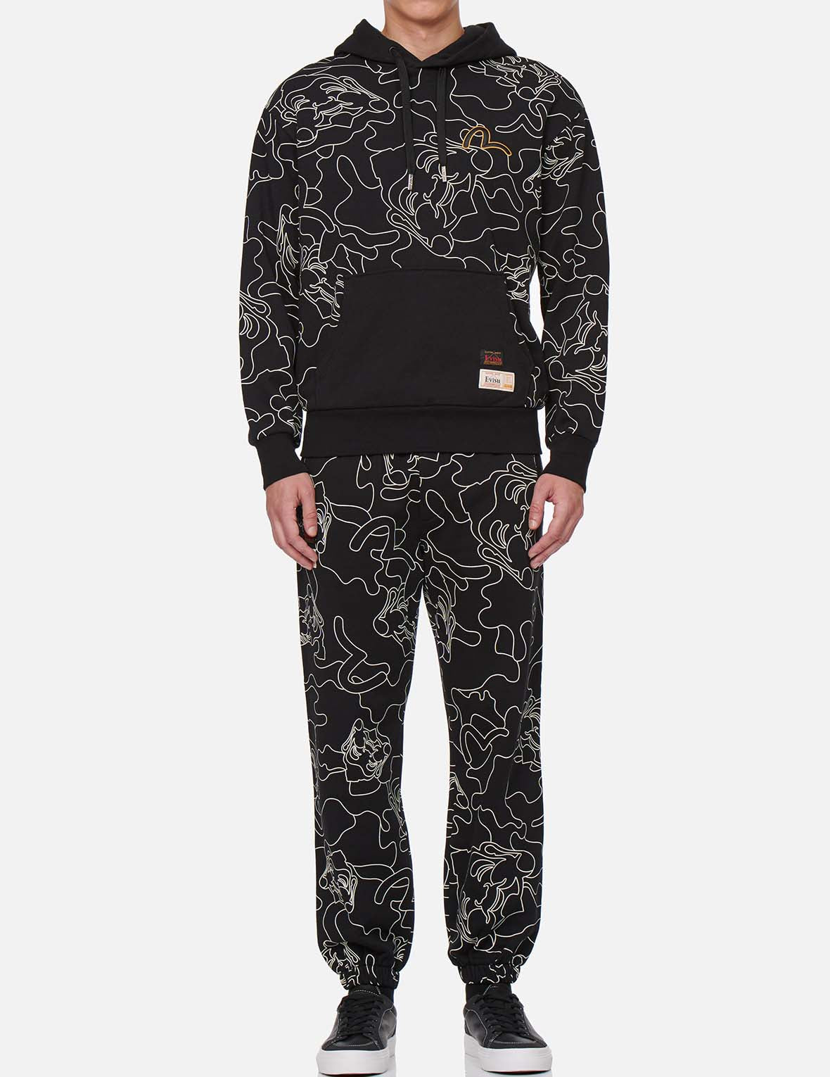 Allover Linear Camouflage Print Sweatpants