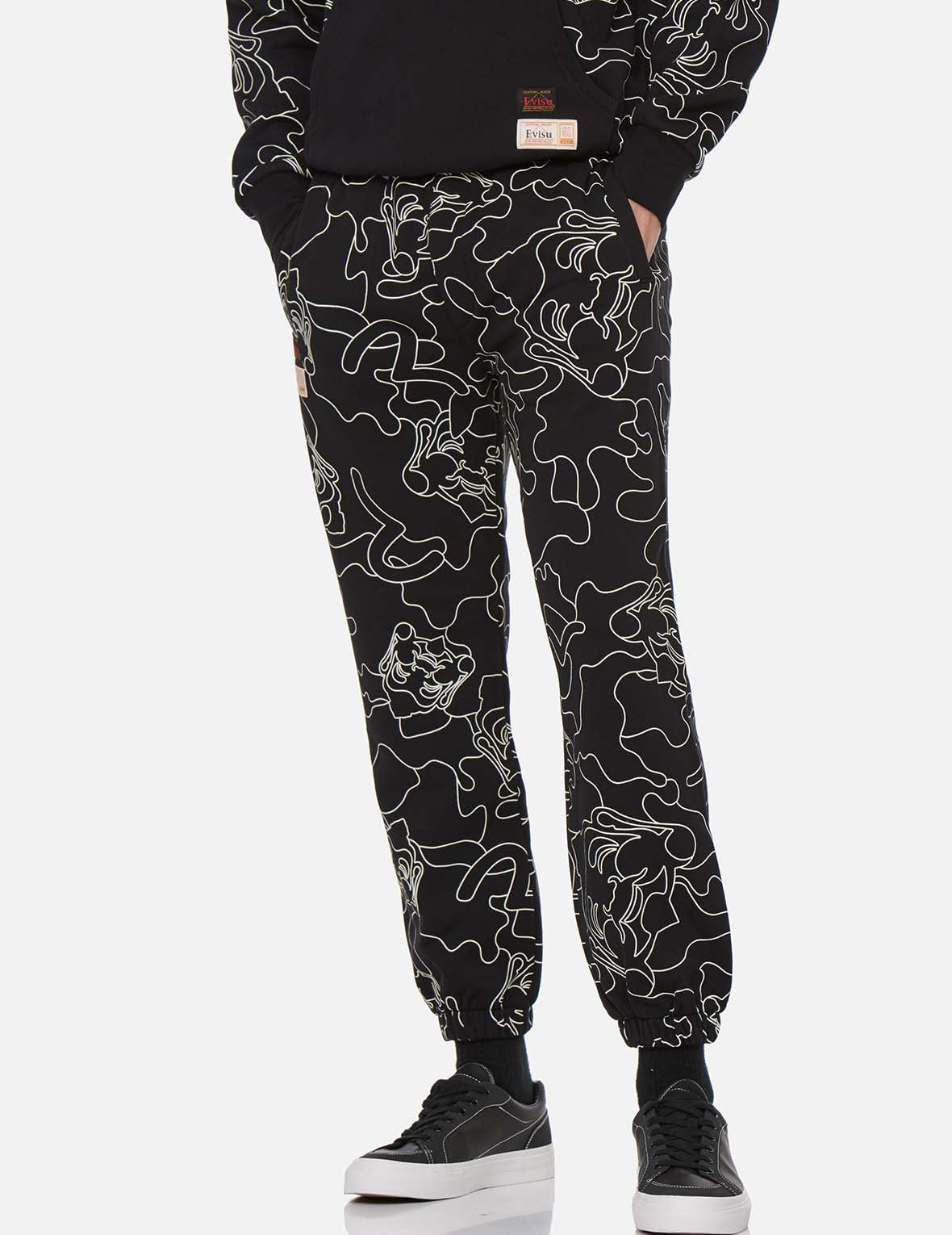 Allover Linear Camouflage Print Sweatpants
