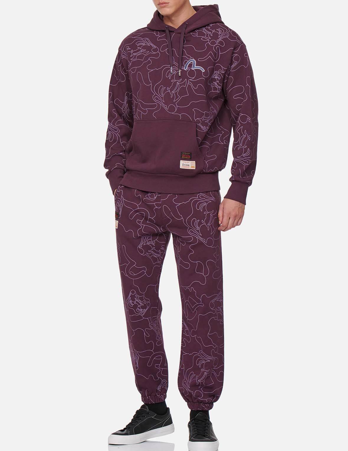 Allover Linear Camouflage Print Sweatpants