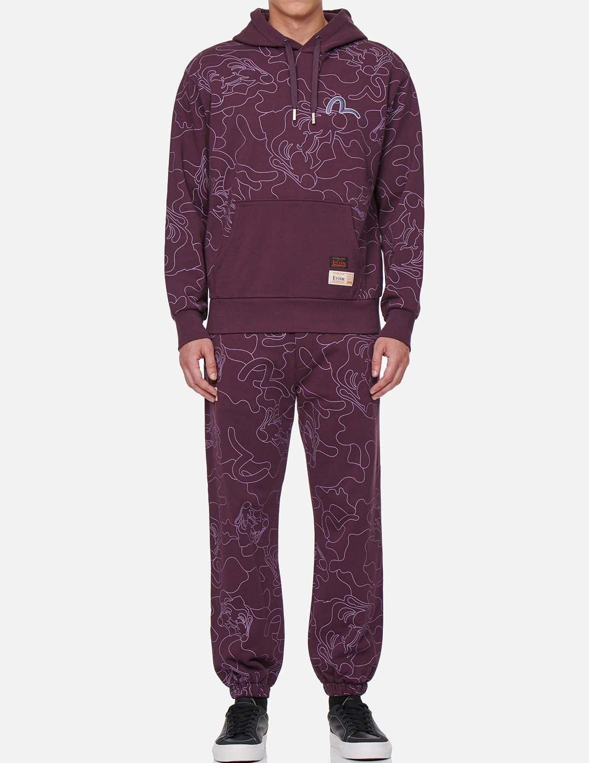 Allover Linear Camouflage Print Sweatpants