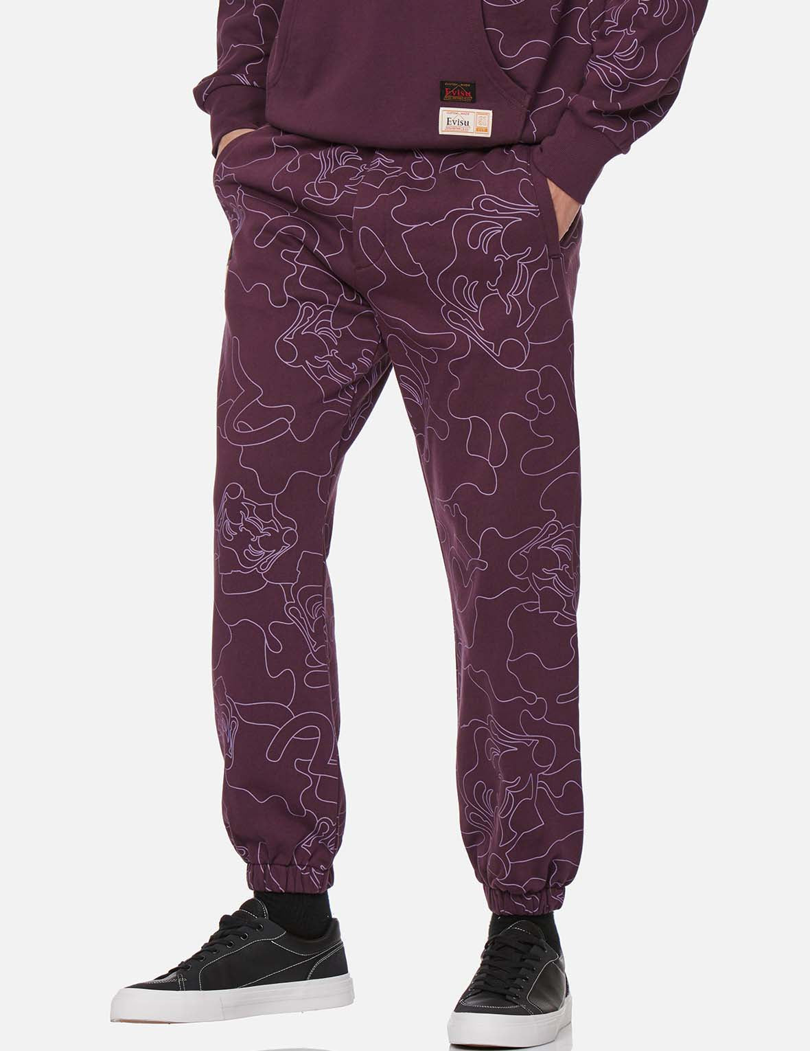 Allover Linear Camouflage Print Sweatpants