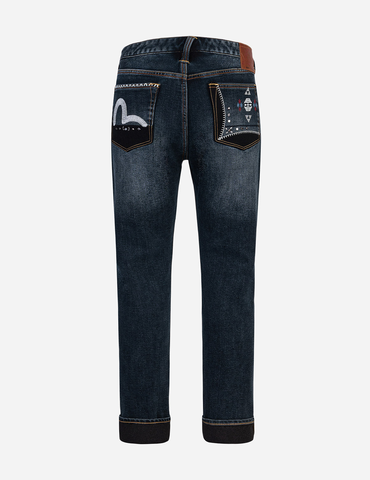 Seagull Embroidery with Metal Studs Taper Fit Jeans #2017