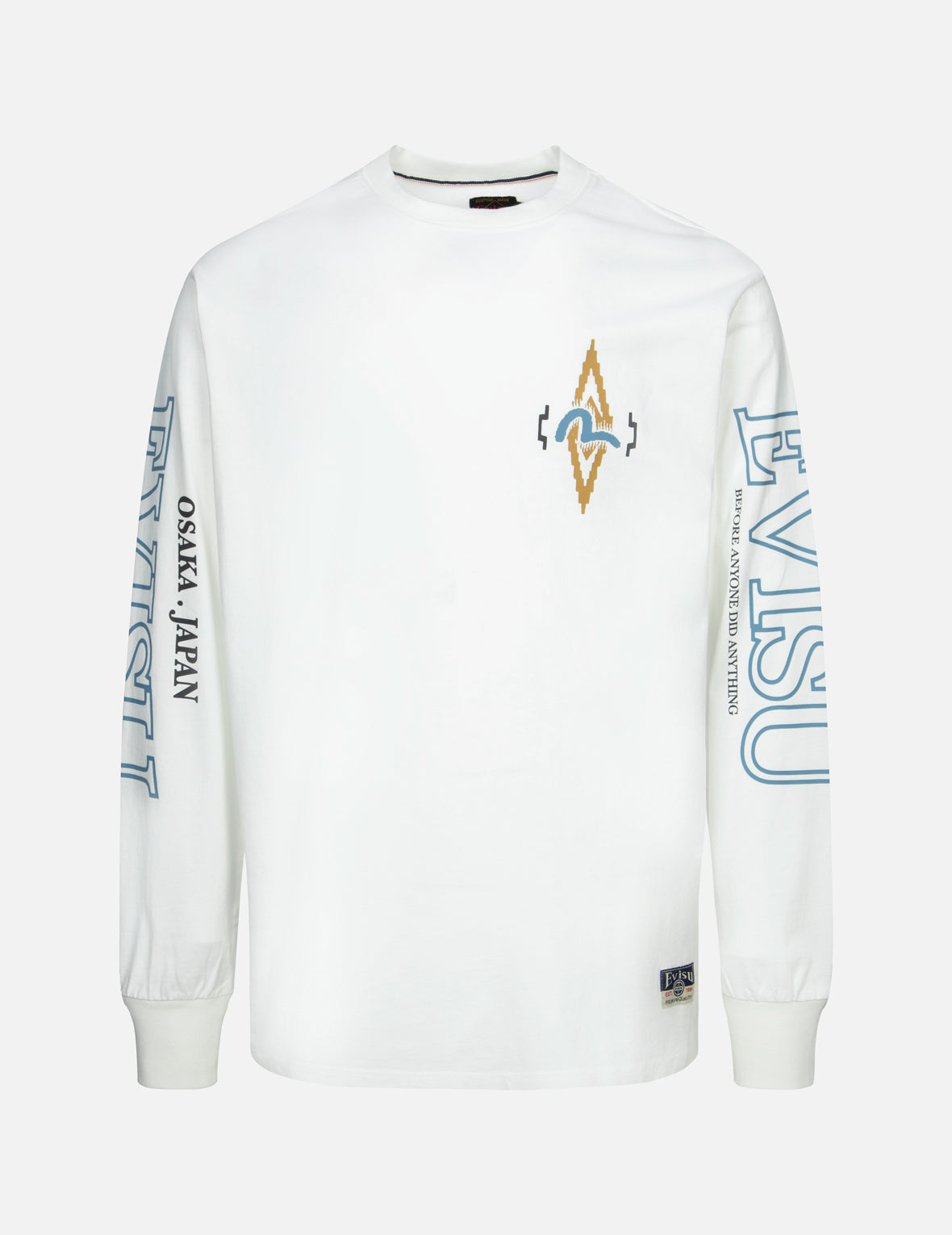 Daruma and Logo Print Fashion Fit Long-Sleeve T-Shirt