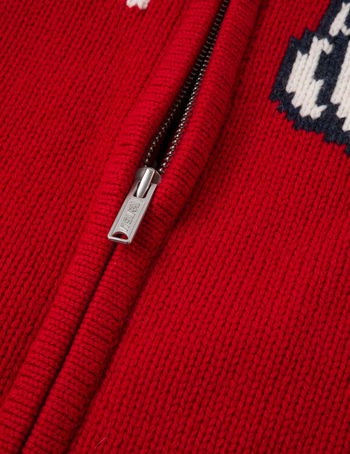 文字繪佛頭嵌花寬版休閒編織羊毛外套