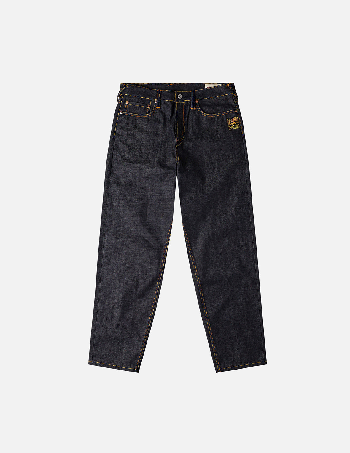 Handbrush Daicock Print with Wave Embroidery  Relax Fit Jeans
