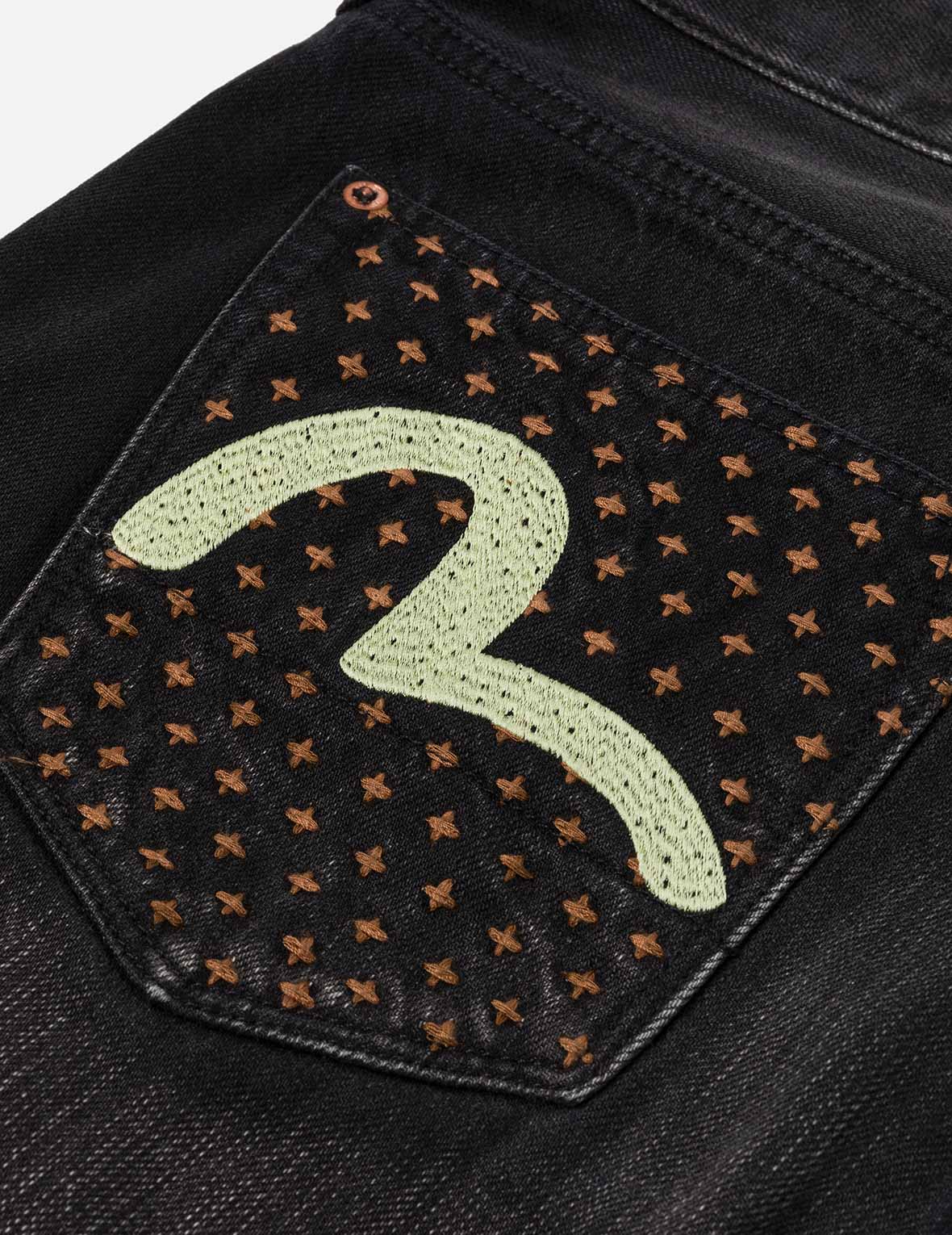 洗水解構刺繡休閒牛仔褲 #2030