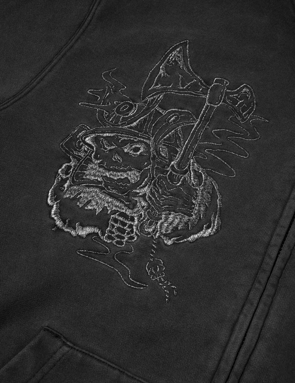 刺青風格刺繡超寬版連帽外套