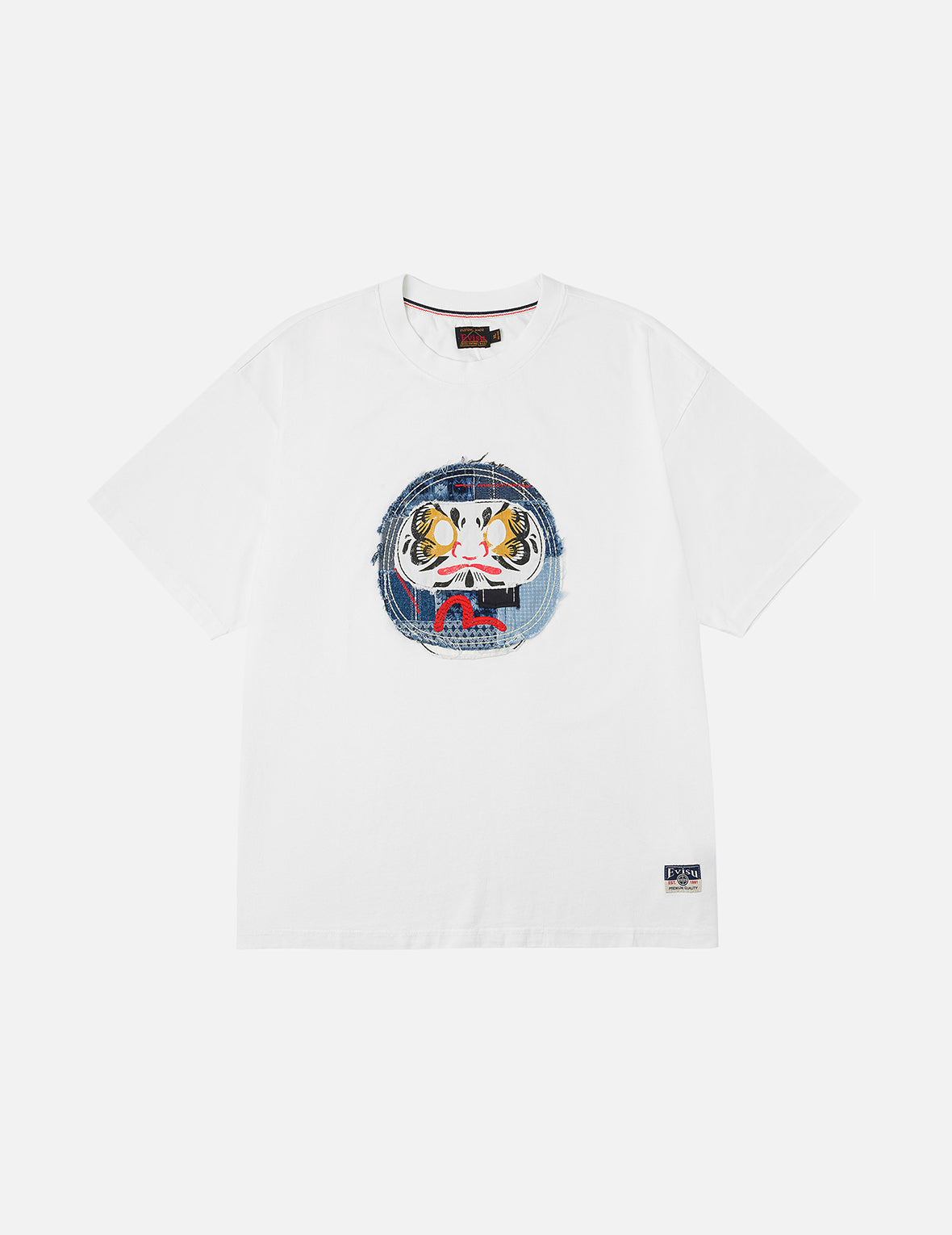 刺繡達摩與海鷗寬版休閒T恤