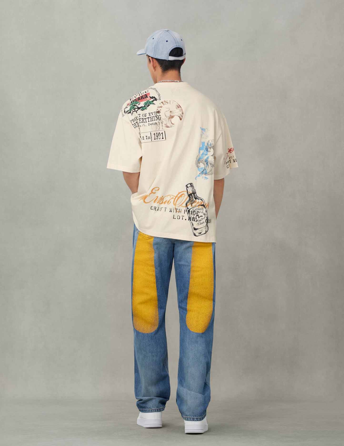 Allover Hand-Drawing Multi Logo Print Regular Fit T-Shirt