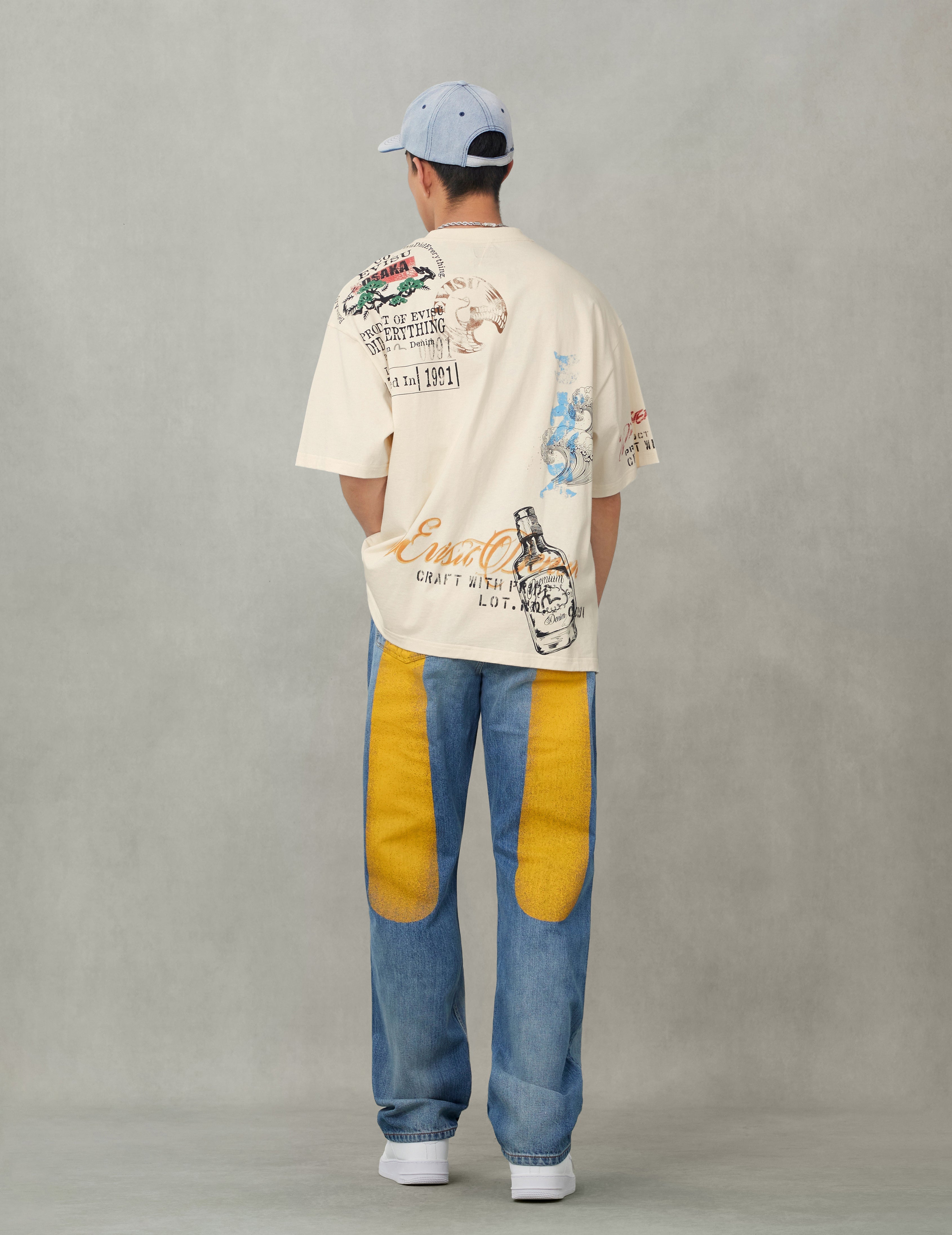 Allover Hand-Drawing Multi Logo Print Regular Fit T-Shirt