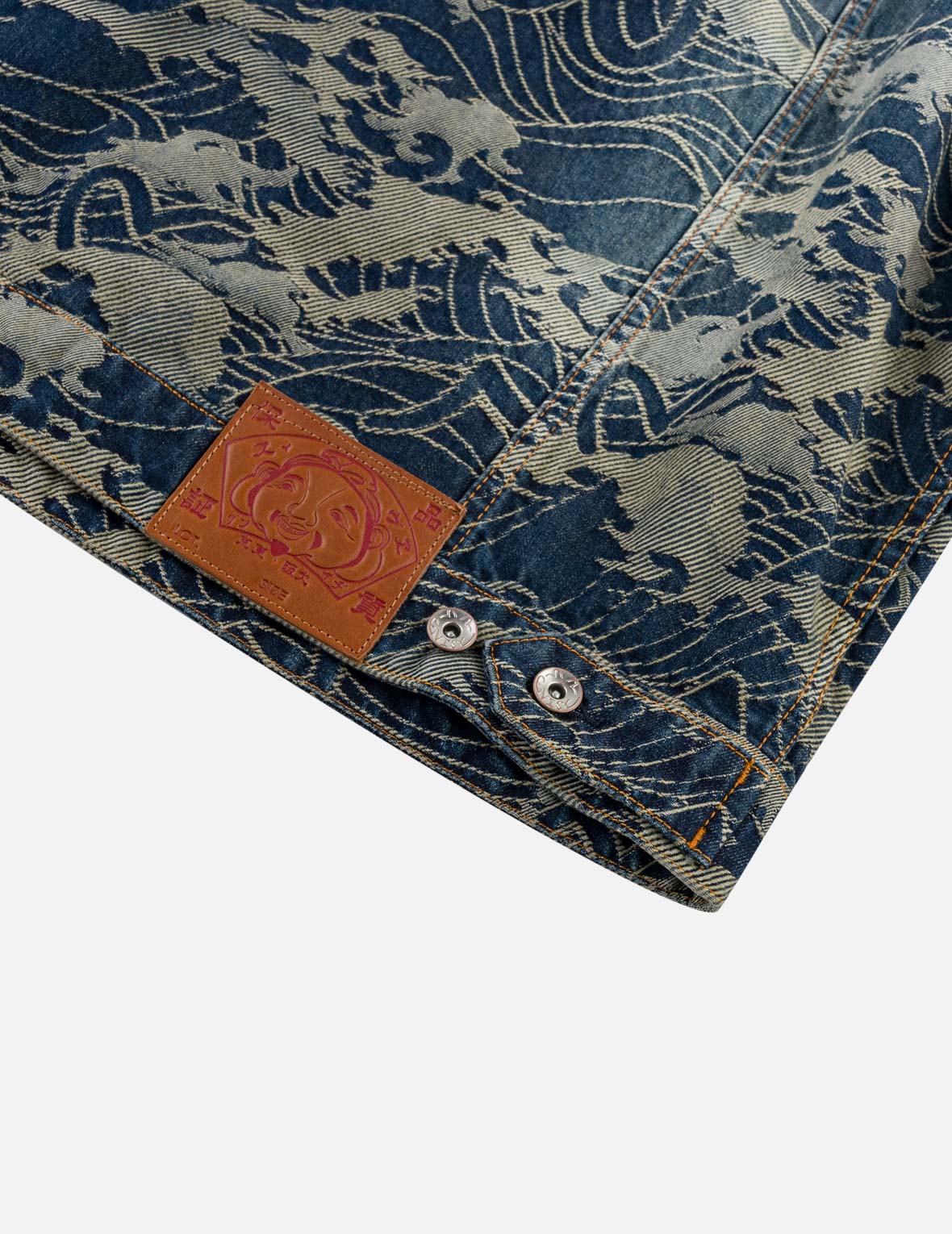 Allover Seagull Wave Jacquard Denim Jacket