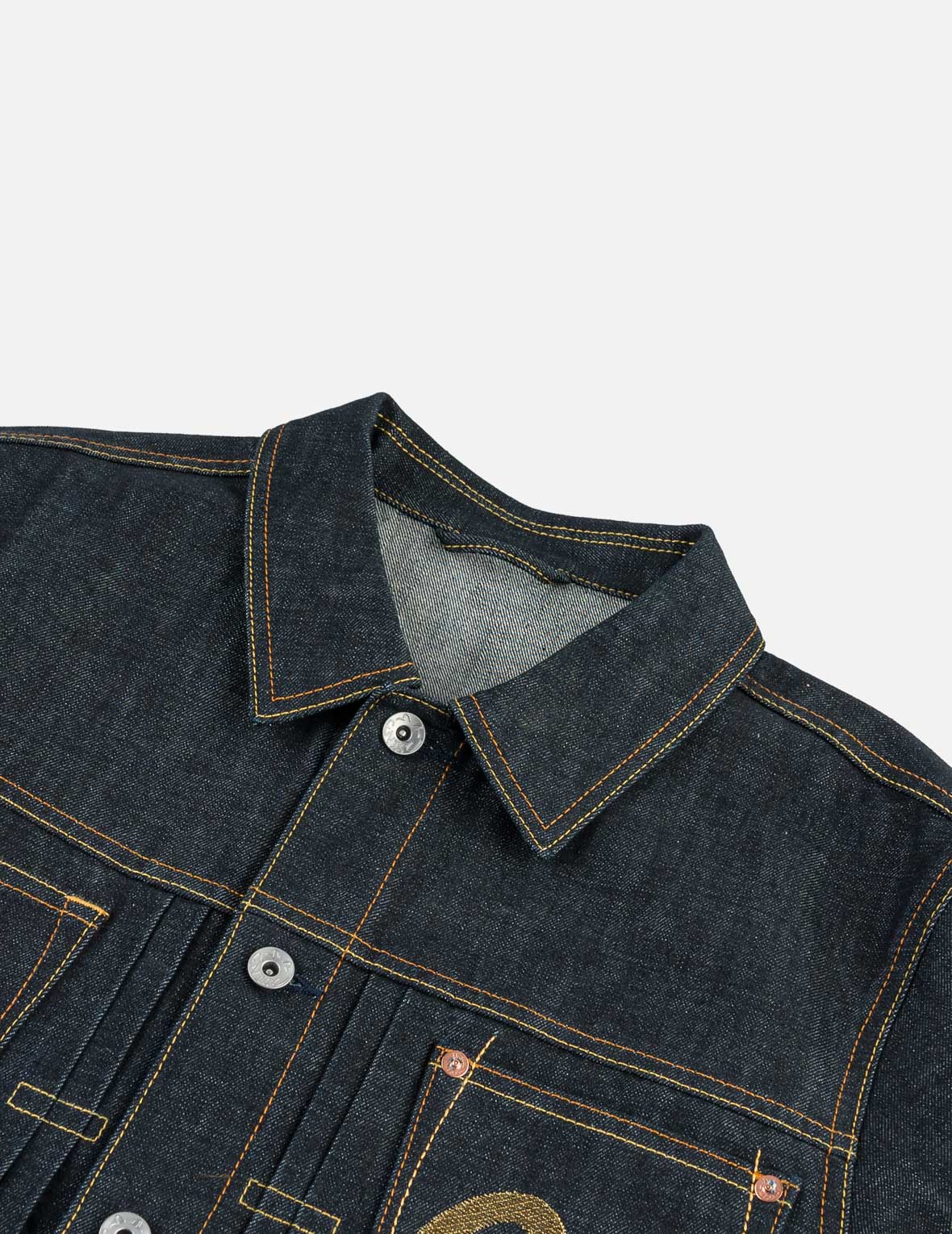 Multi-Pocket Brocade Embroidered Denim Jacket