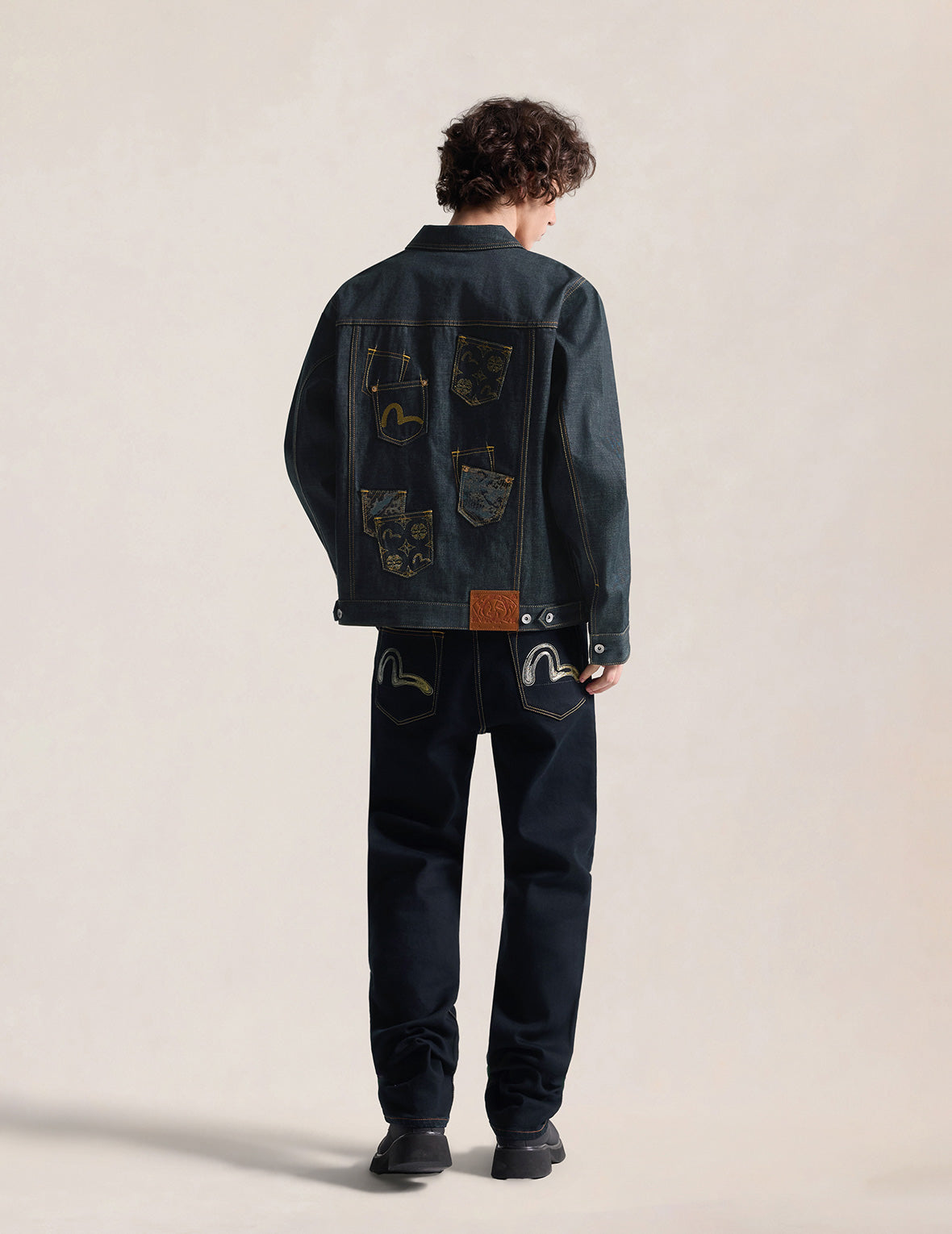 Multi-Pocket Brocade Embroidered Denim Jacket