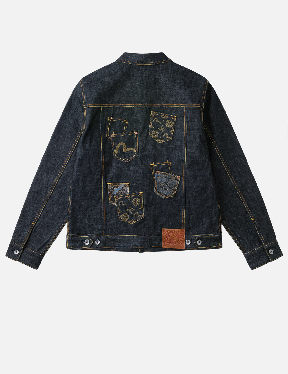Multi-Pocket Brocade Embroidered Denim Jacket