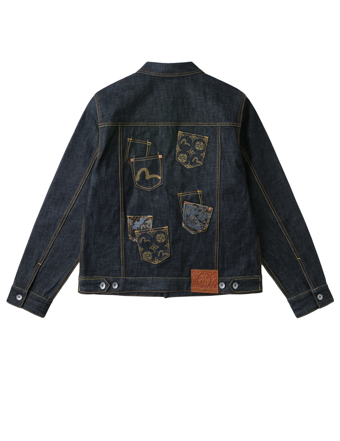 Multi-Pocket Brocade Embroidered Denim Jacket