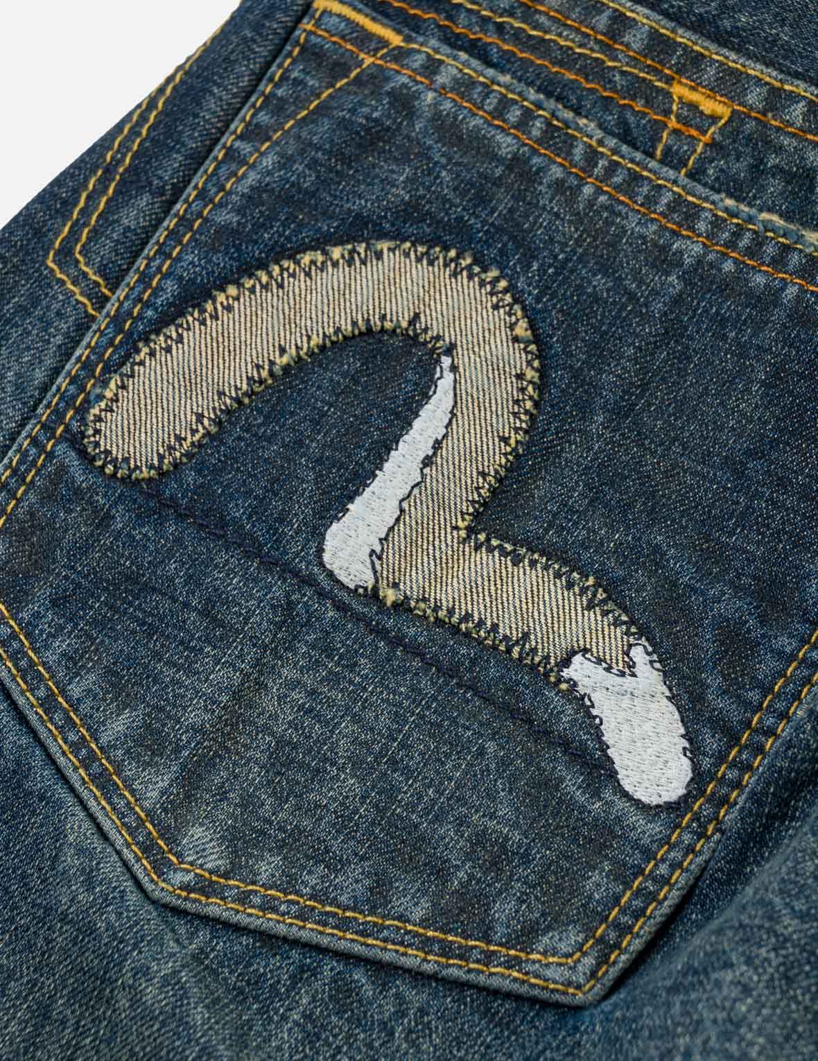 不對稱海鷗刺繡口袋赤耳牛仔褲 #2017