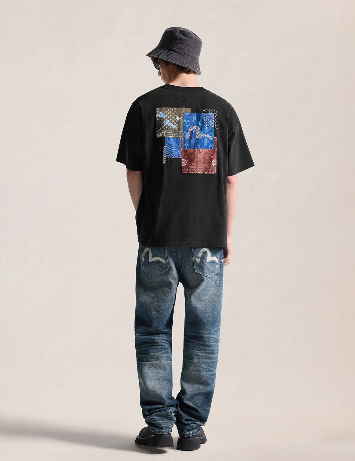 Gradient Cross-Stitch Seagull Pocket Jeans #2020