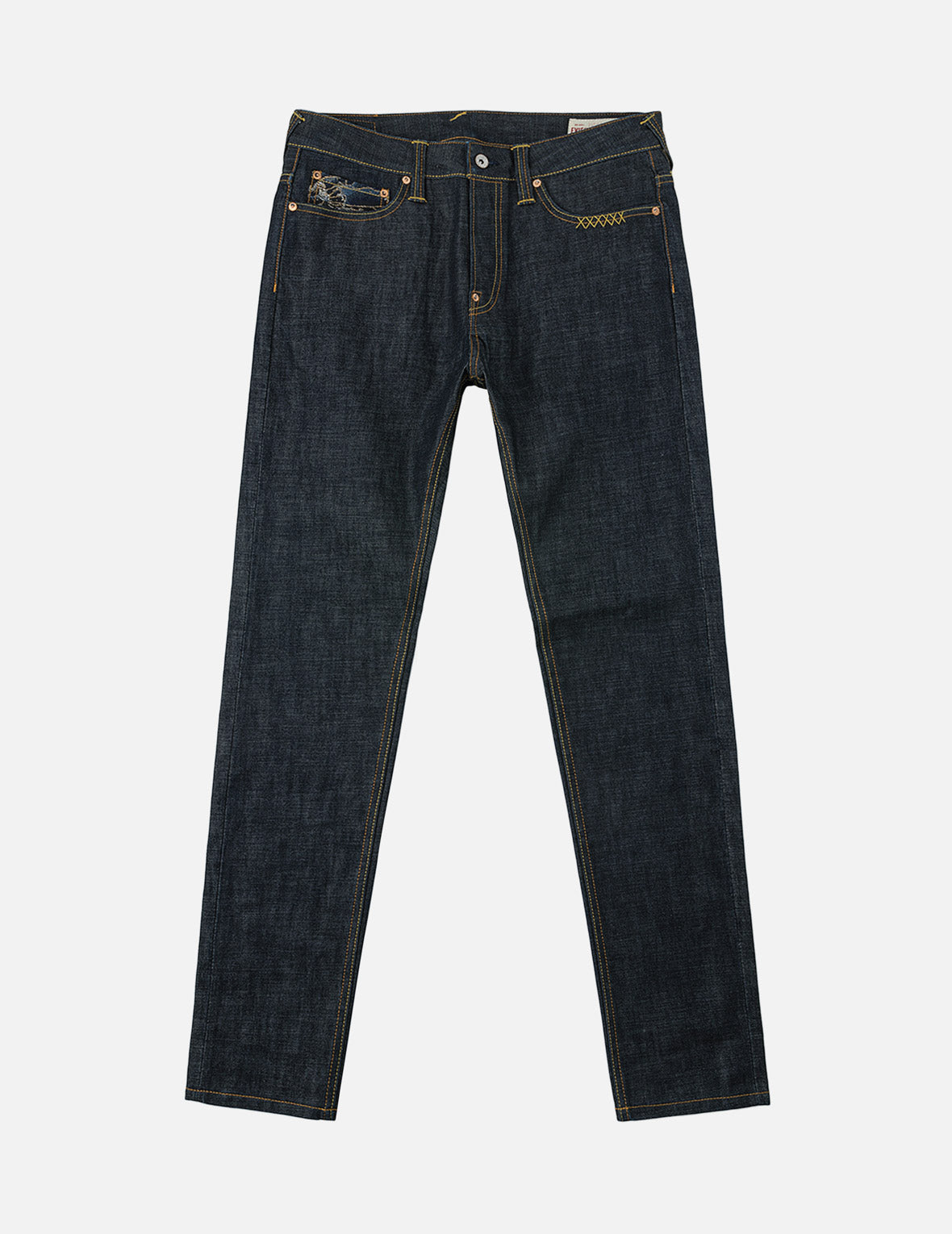 Multi-Pocket Brocade Embroidered Taper Jeans #2017