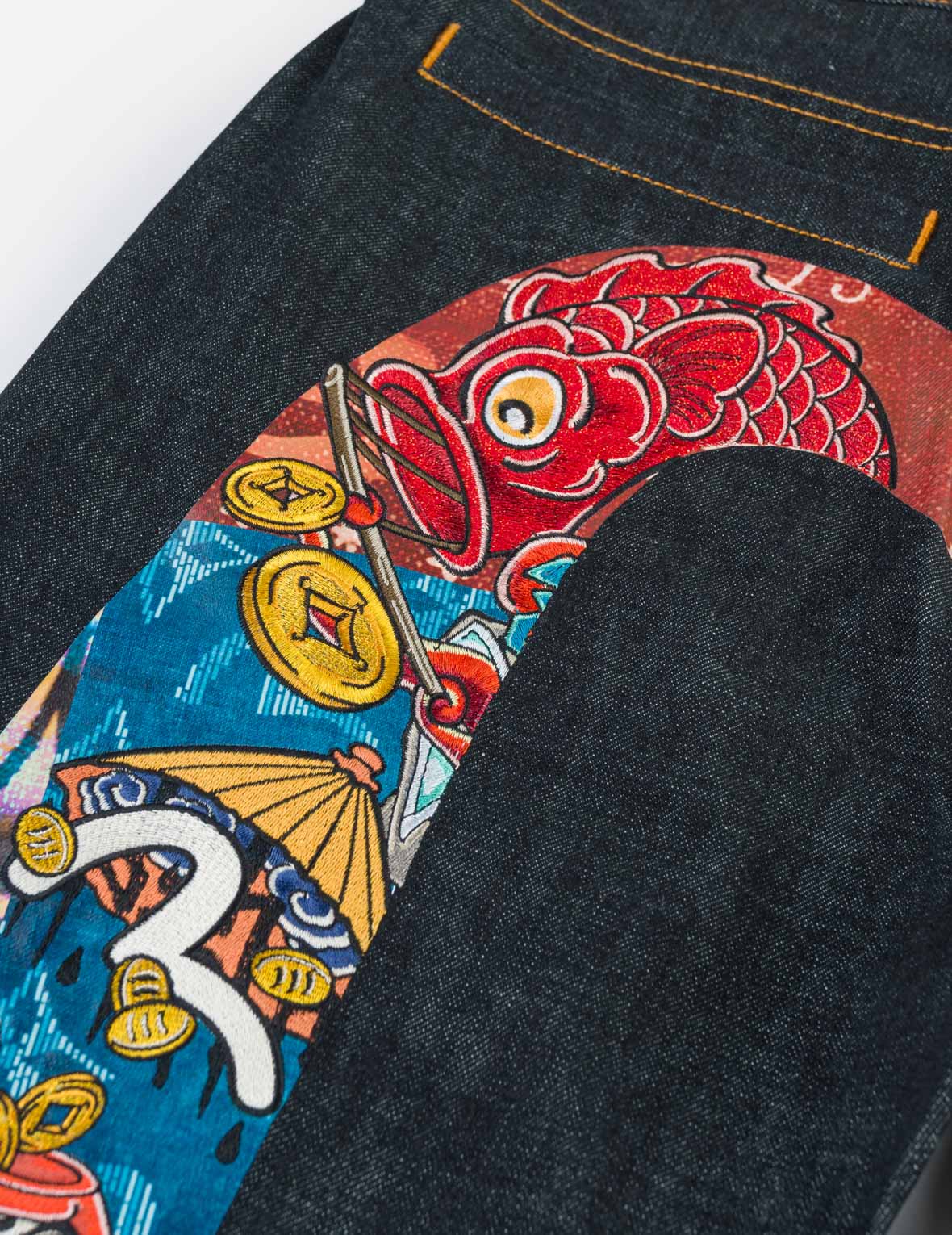 Darumagaeru Daicock Embroidered Taper Jeans #2017