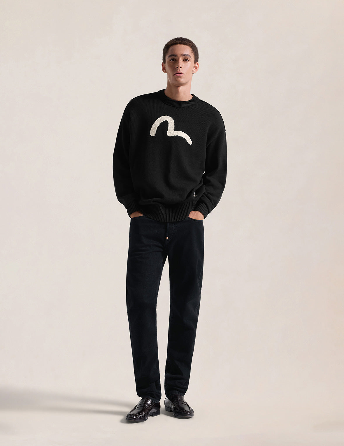 Textured Seagull Logo Knit Pullover