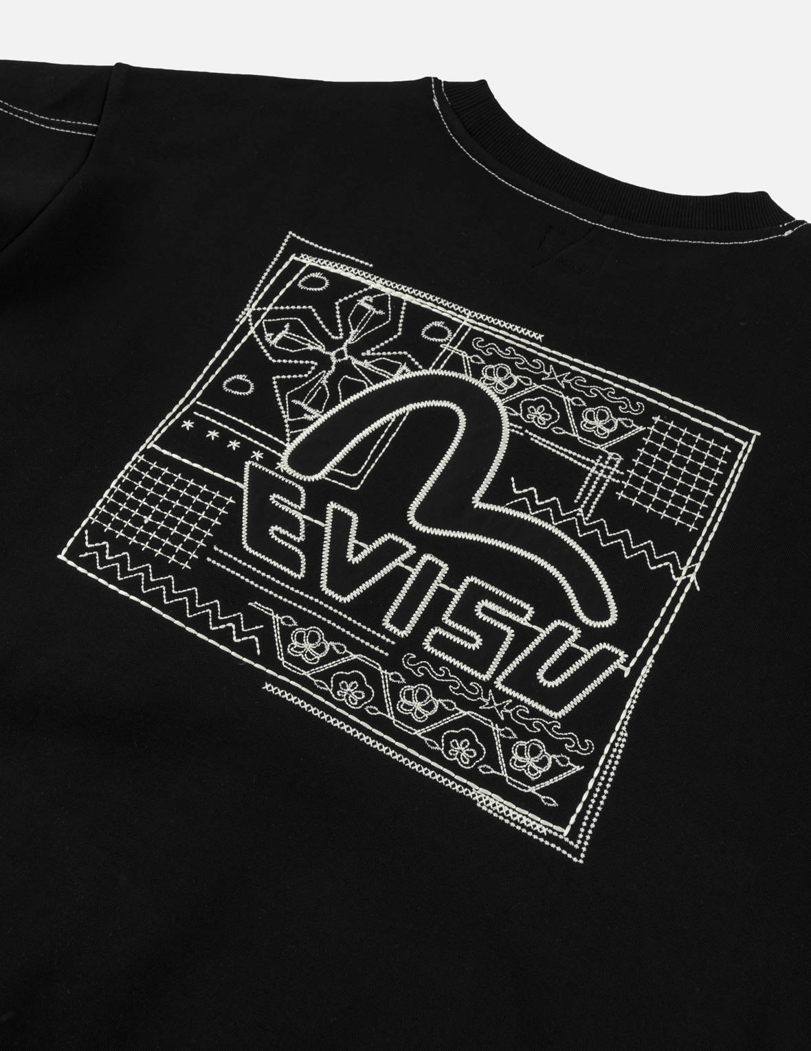 Geometric Motif Sashiko Seagull Sweatshirt