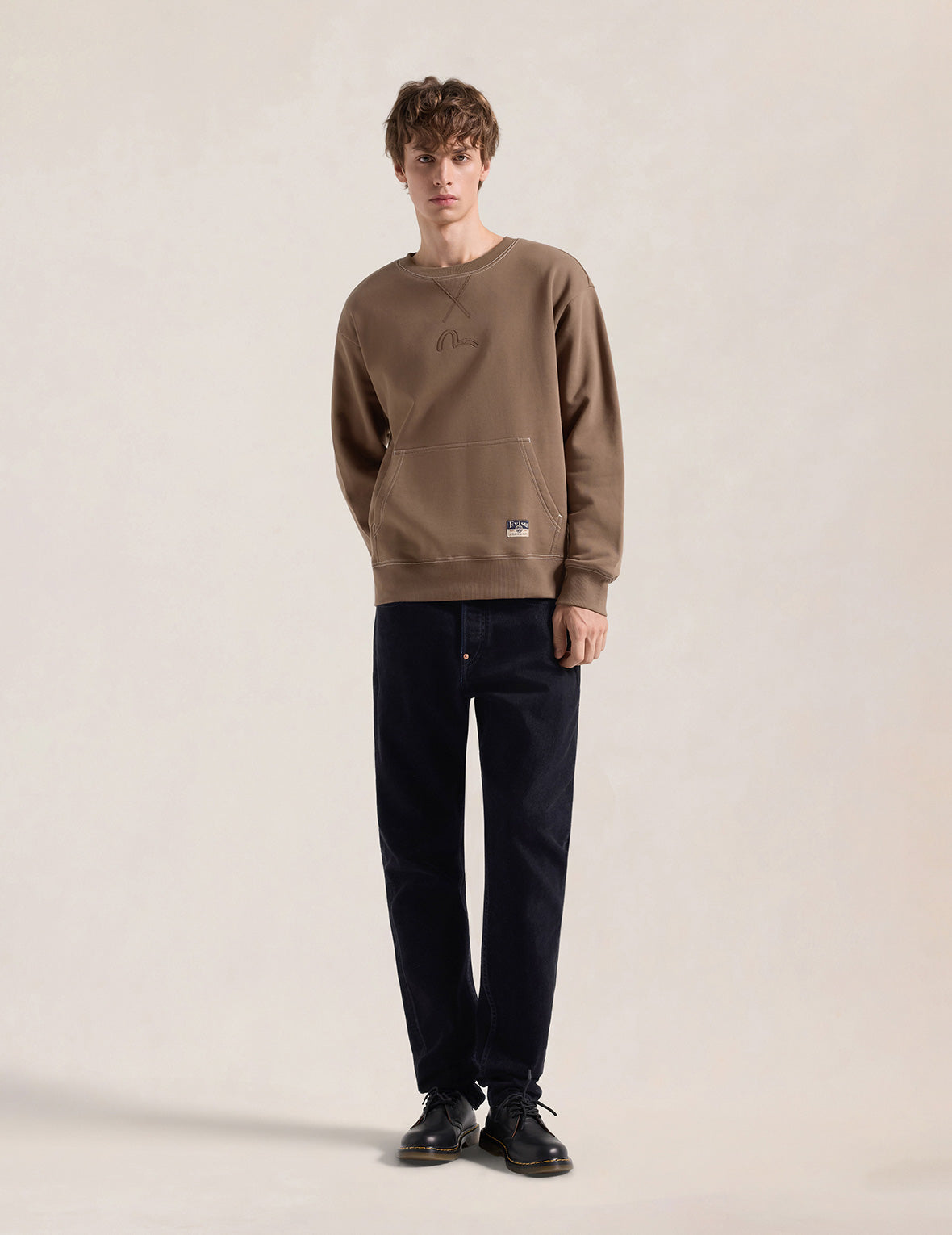Geometric Motif Sashiko Seagull Sweatshirt