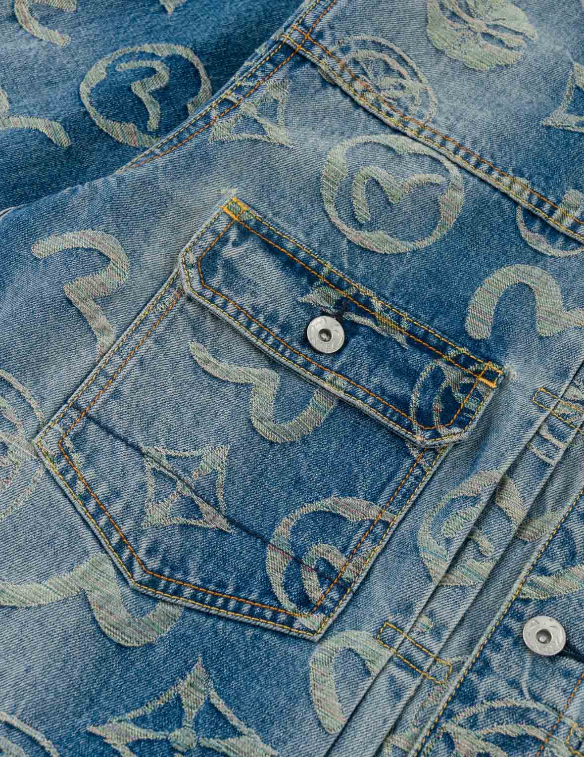 Allover Monogram Rainbow Jacquard Denim Jacket