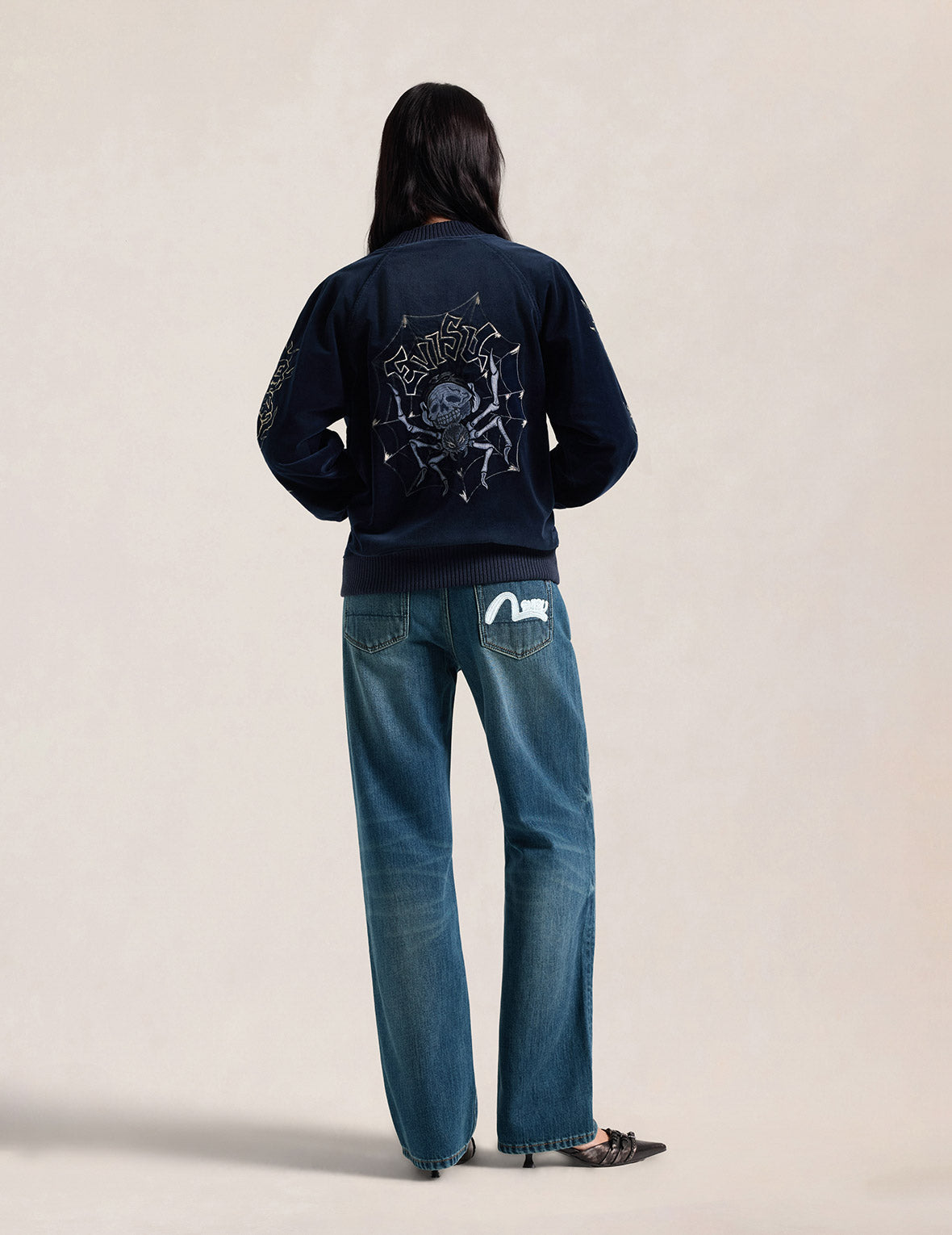 Skull Embroidery Velvet Souvenir Jacket