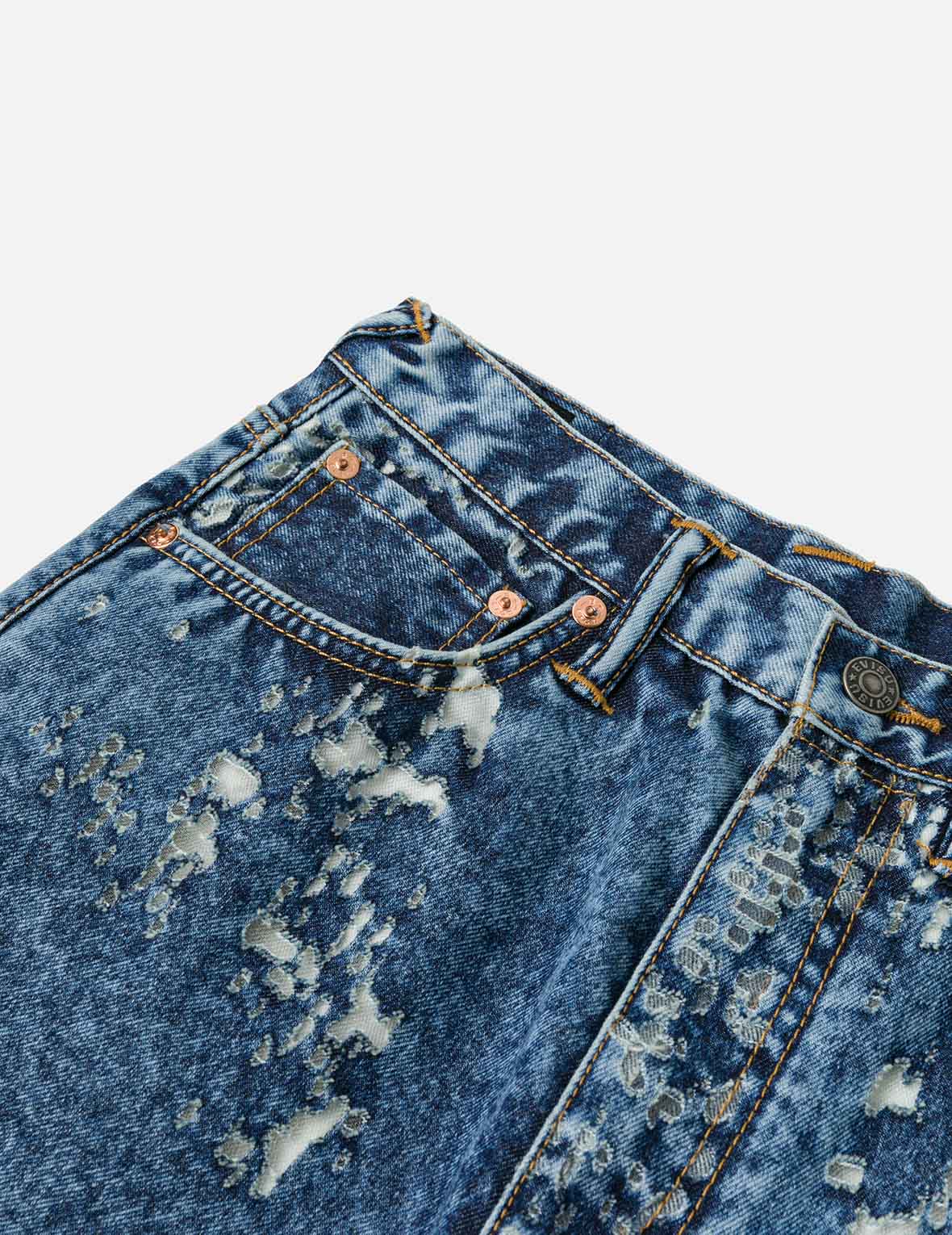 海鷗刺繡時尚版型燒花牛仔褲