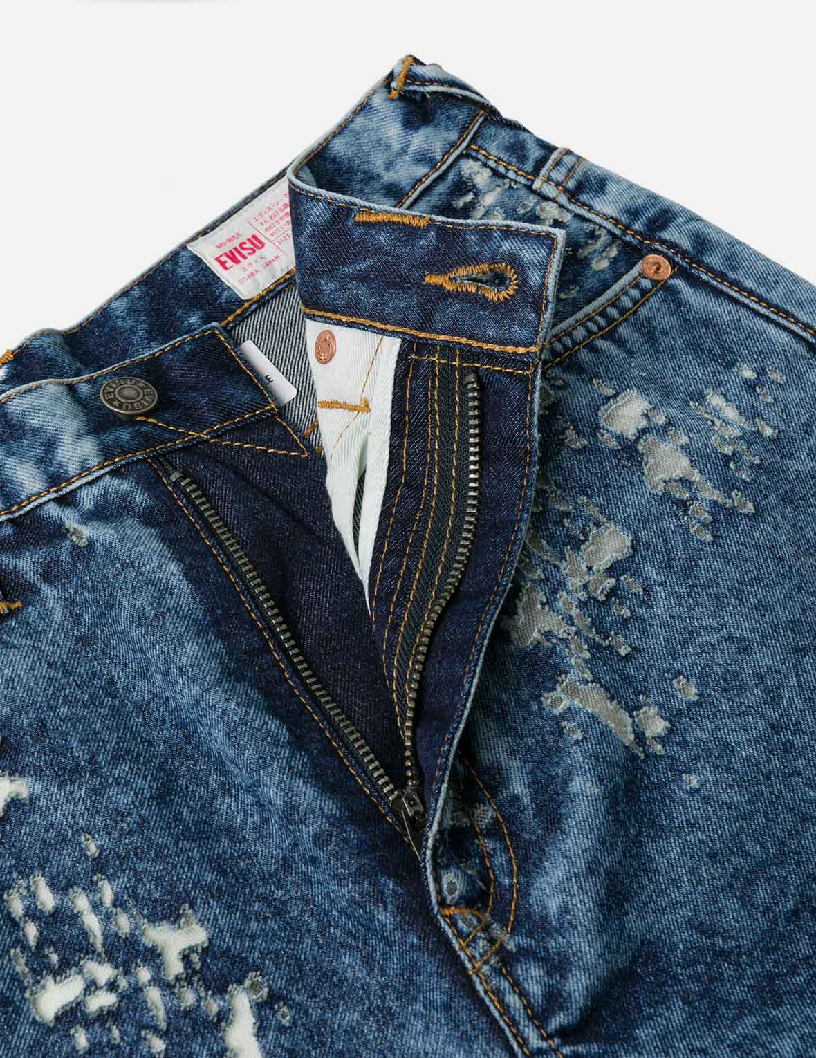 海鷗刺繡時尚版型燒花牛仔褲