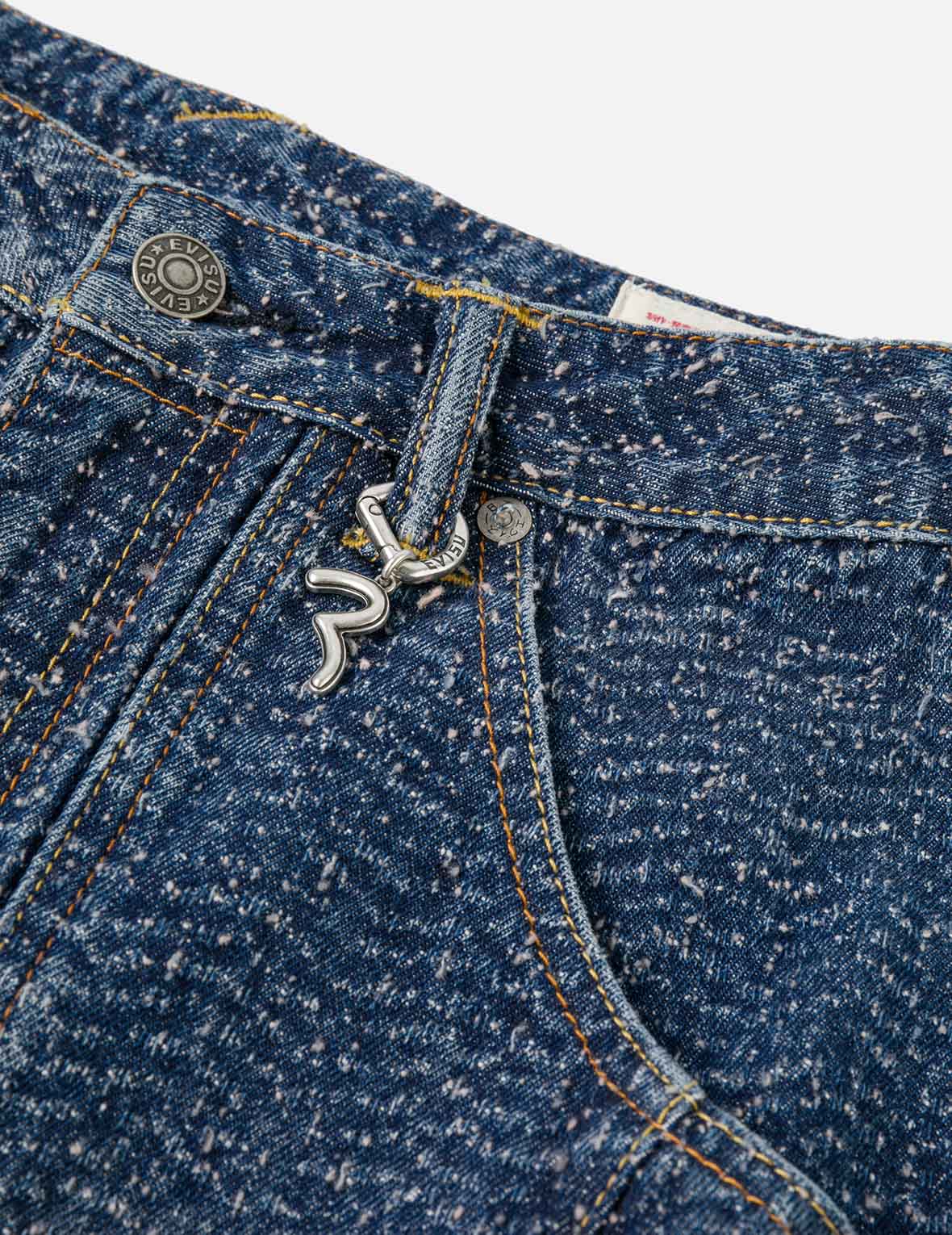 Washed and Distressed Straight Fit Denim