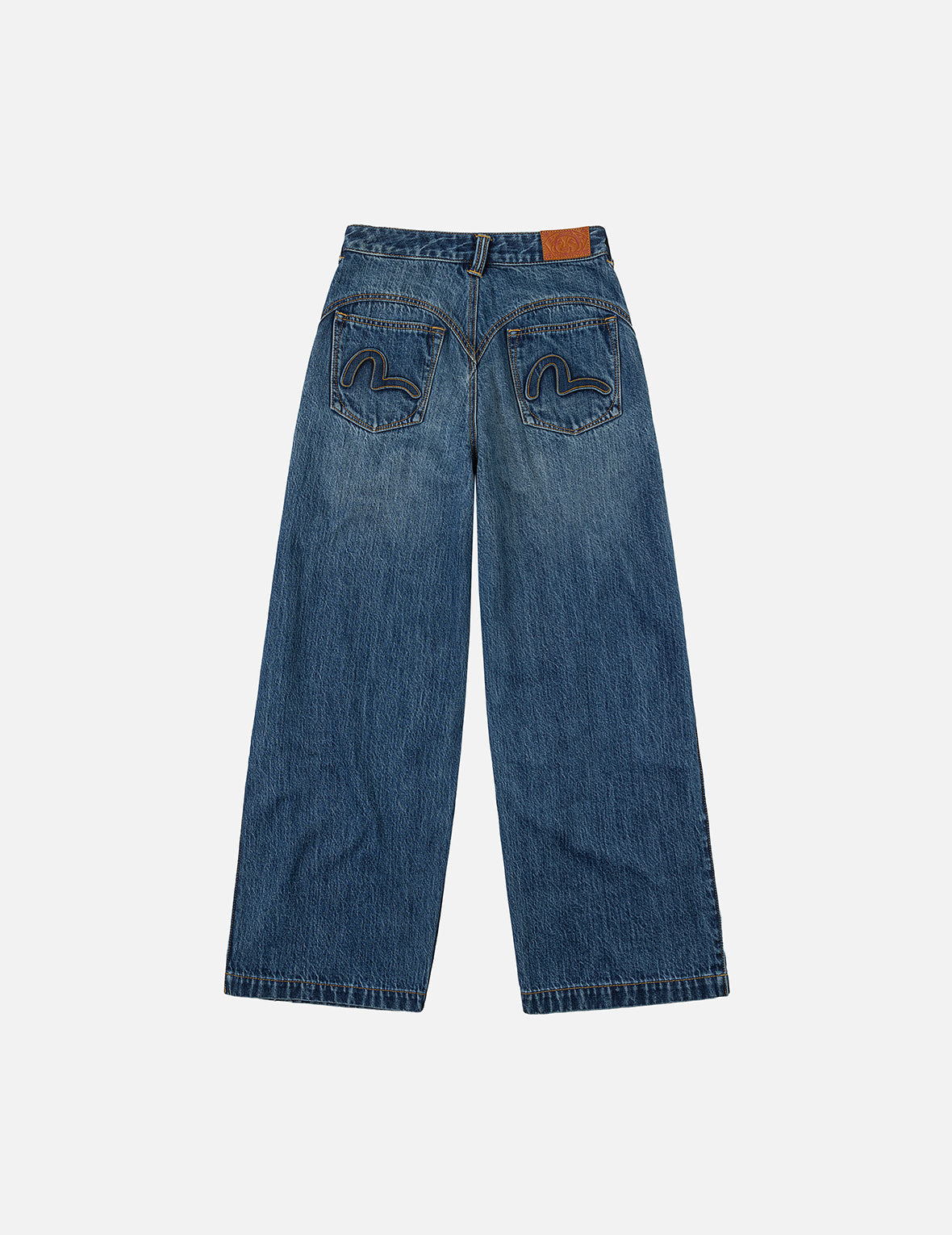 Seagull Embossed Fashion Fit Pleated Jeans