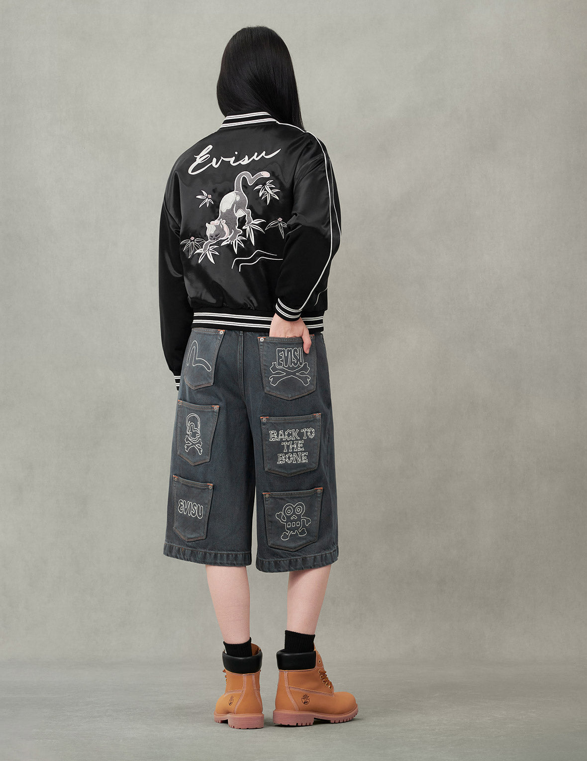 Logo and Fuzzy Cat Embroidery Fashion Fit Varsity Jacket