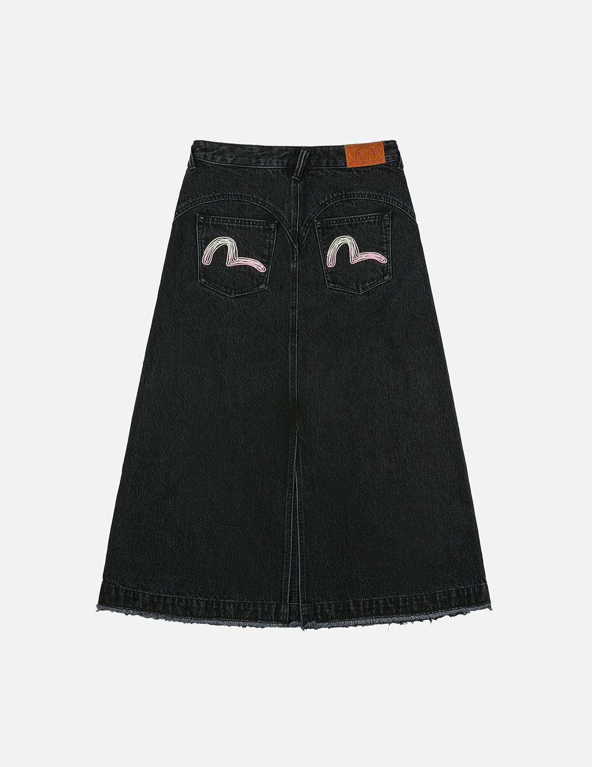 海鷗刺繡與破損時尚版型牛仔半裙