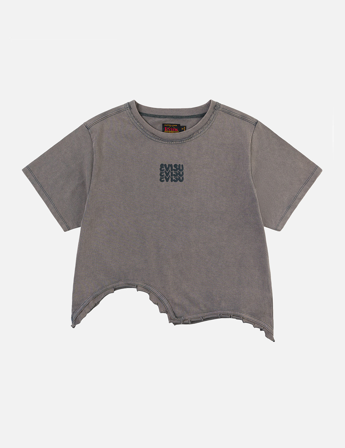 Logo Print and Distressed Detail Fashion Fit T-Shirt